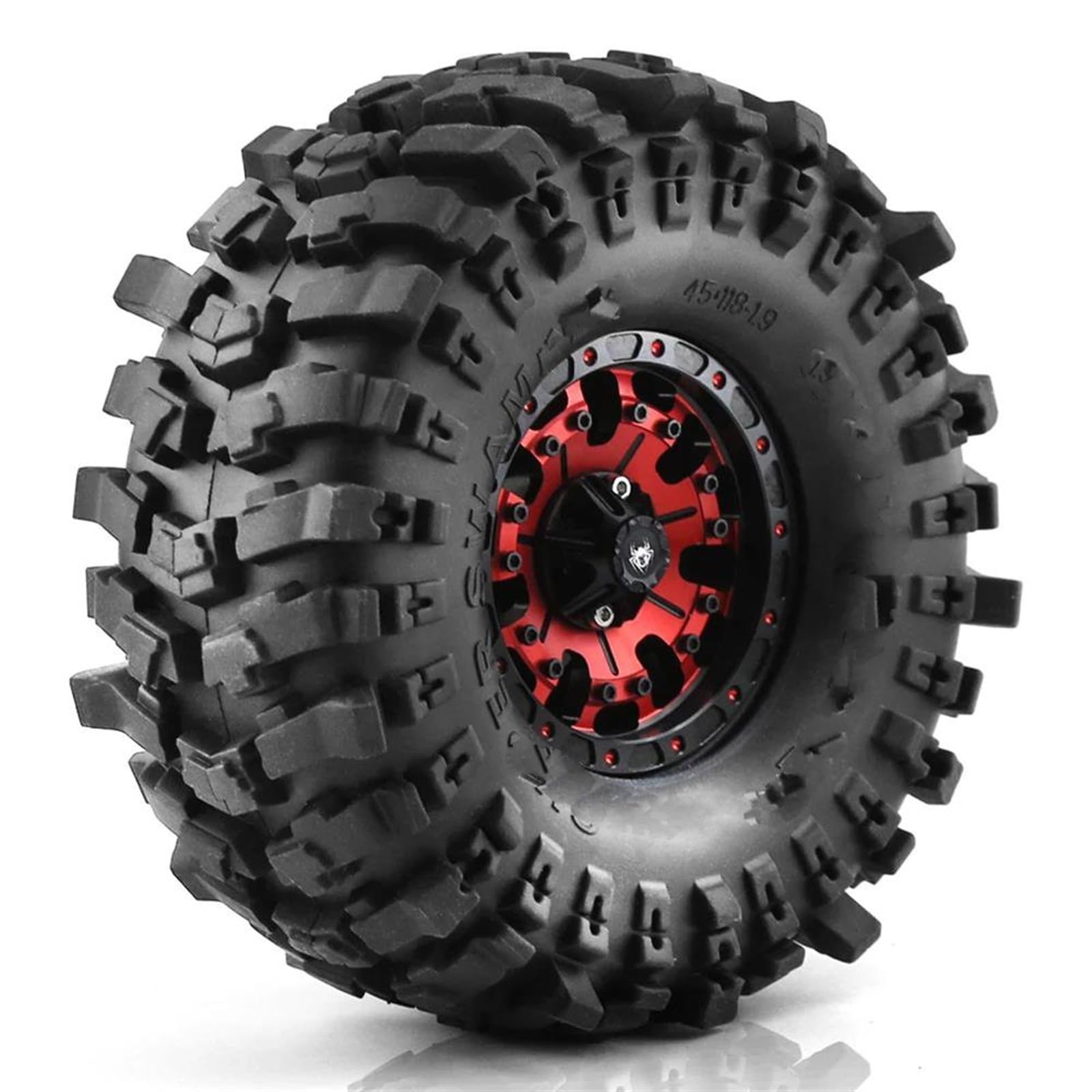 RC Car Pneumatico Ruota Compatibile con Axial per SCX10 90046 AXI03007 TRX4 RBX10M Gomma Morbida 1.9 Pneumatici delle Ruote 118 * 45MM per 1:10 RC Crawler Car RC Auto Pneumatico