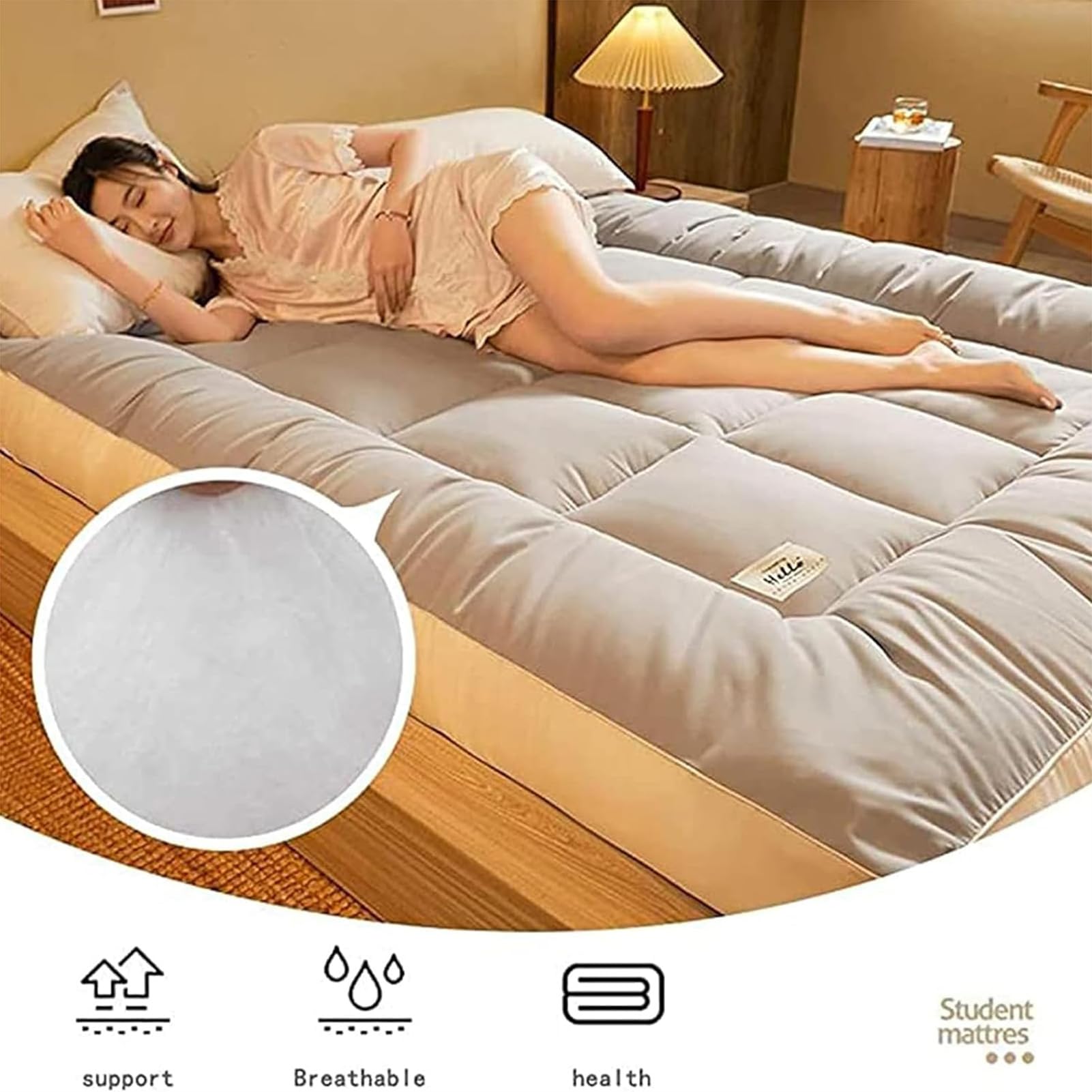 Materasso Futon Pieghevole Traspirante Materasso da Pavimento Giapponese Comodo Morbido Trapuntato Extra Spesso Letto per Gli Ospiti Letto da Campeggio,008,180 * 200cm