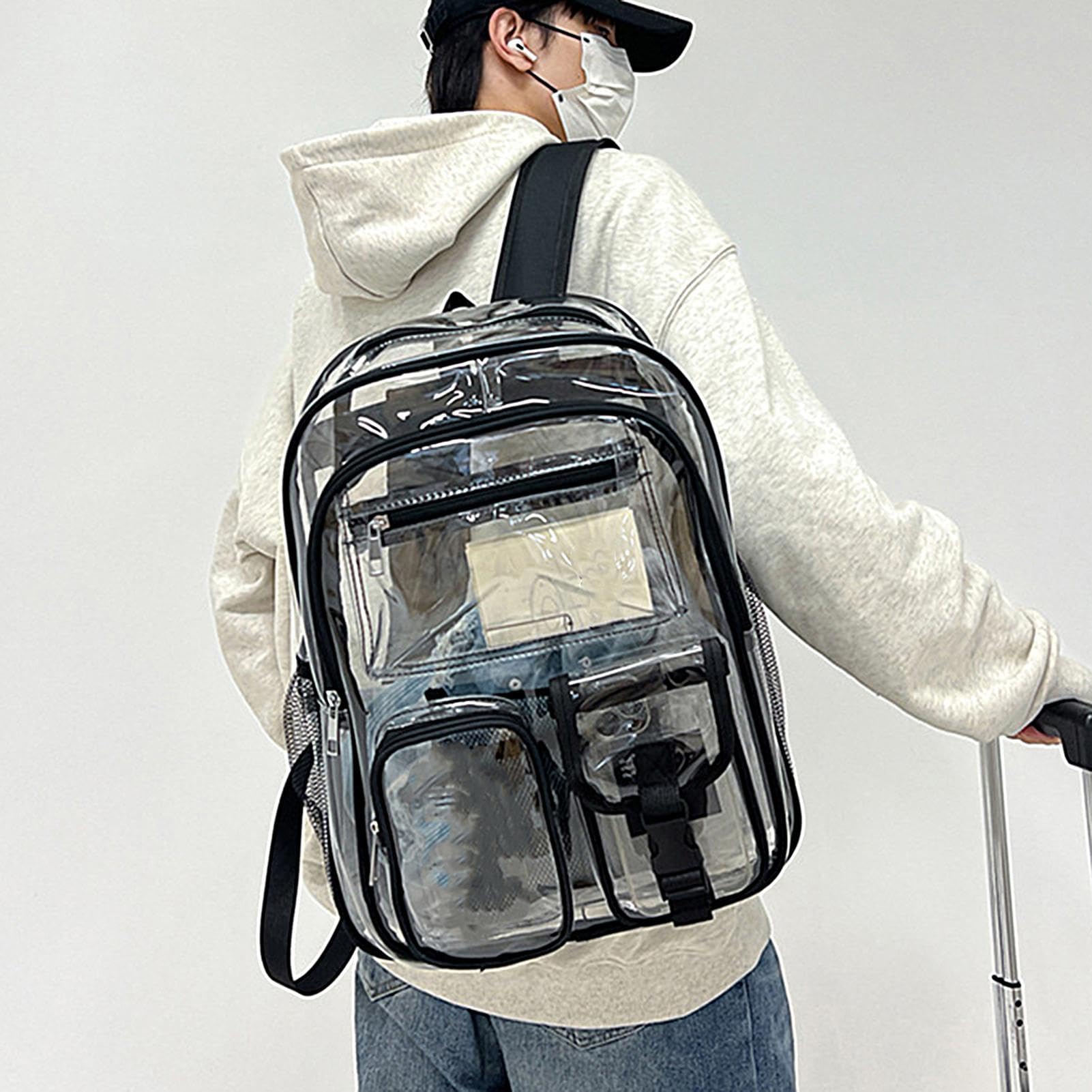 Zaino da uomo, zaino sportivo da uomo, zaino impermeabile, borsa da scuola trasparente, borse resistenti, zaini trasparenti, borsa per libri scolastici resistenti, borsa trasparente di grande