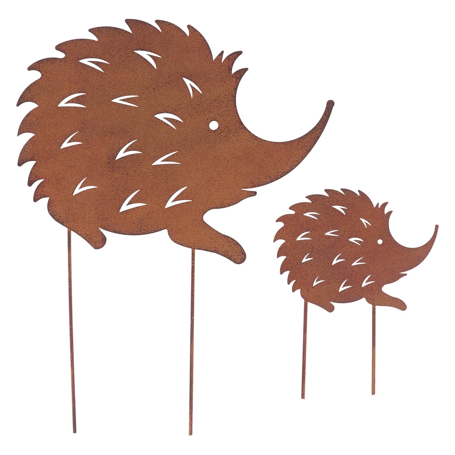 Veemoon Retro Igel Gartenfigur 2 Stück aus Eisen Braun