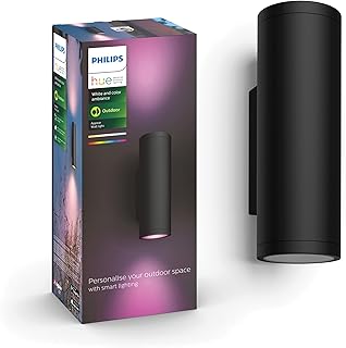 Philips Hue Appear Colour Smart LED Outdoor Wall Light, LED Outdoor Lighting for Patios and Gardens, Ambient Lighting Comp…