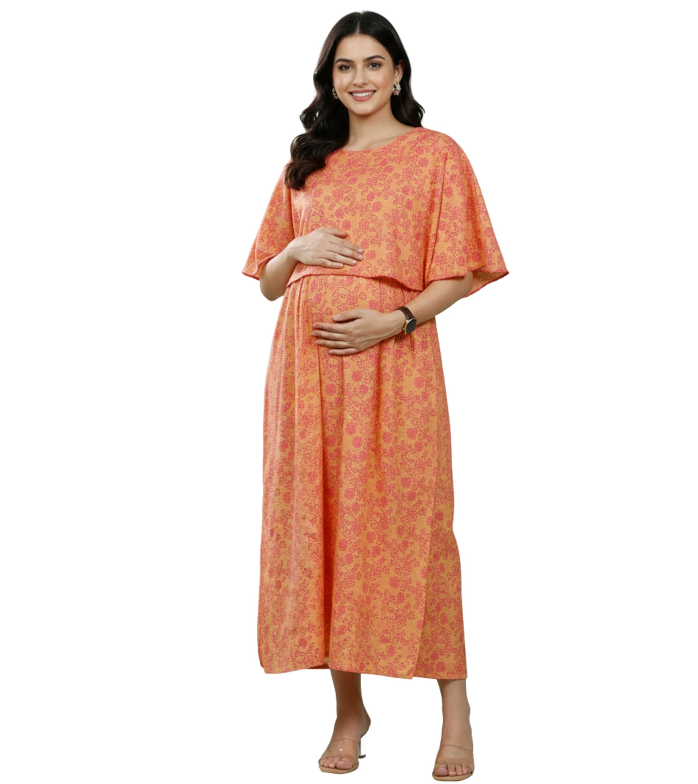dummy shape Maternity Dresses for Women Cotton | Floral Rayon Anarkali Kurta with Dual Nursing Zippers for Pregnancy & Breastfeeding | Feeding Kurtis | Gifts for Pregnant Woman-picture-10