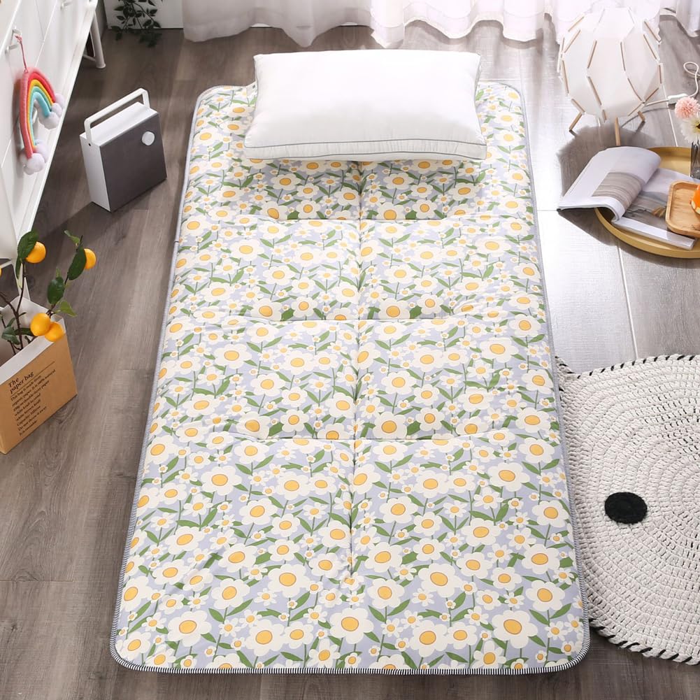 Matelas futon au sol, pliable, matelas tatami, lit simple, lit double, lit queen size, matelas futon japonais, matelas de camping avec fond antidérapant, beige, 100 x 200 cm