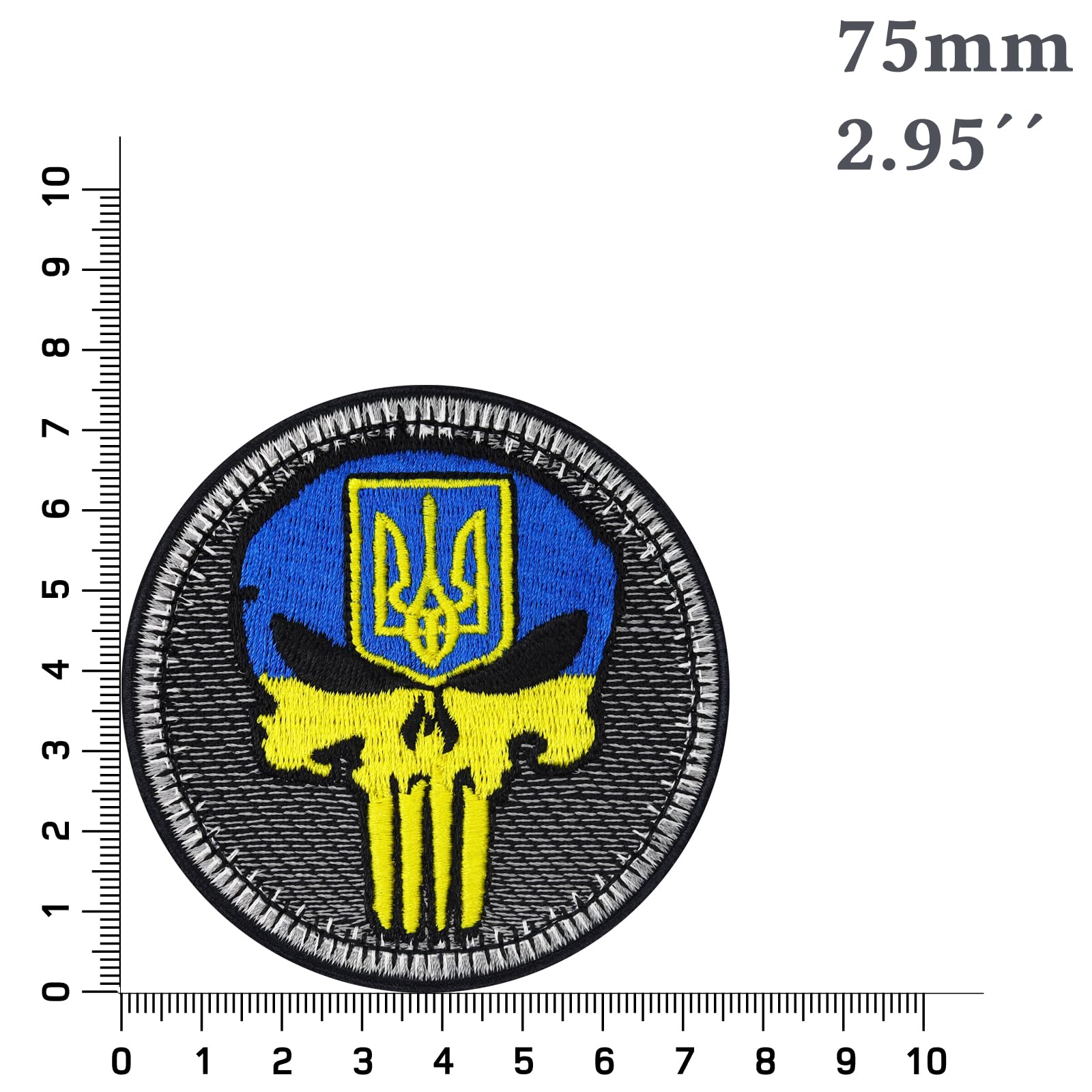 Naszywka Biker Patches Ukraine Biker Punisher Patch do naprasowania/naszywania | Aplikacja na wszystkie materiały | flaga Ukrainy akcesoria do naprasowywania | 75 x 75 mm