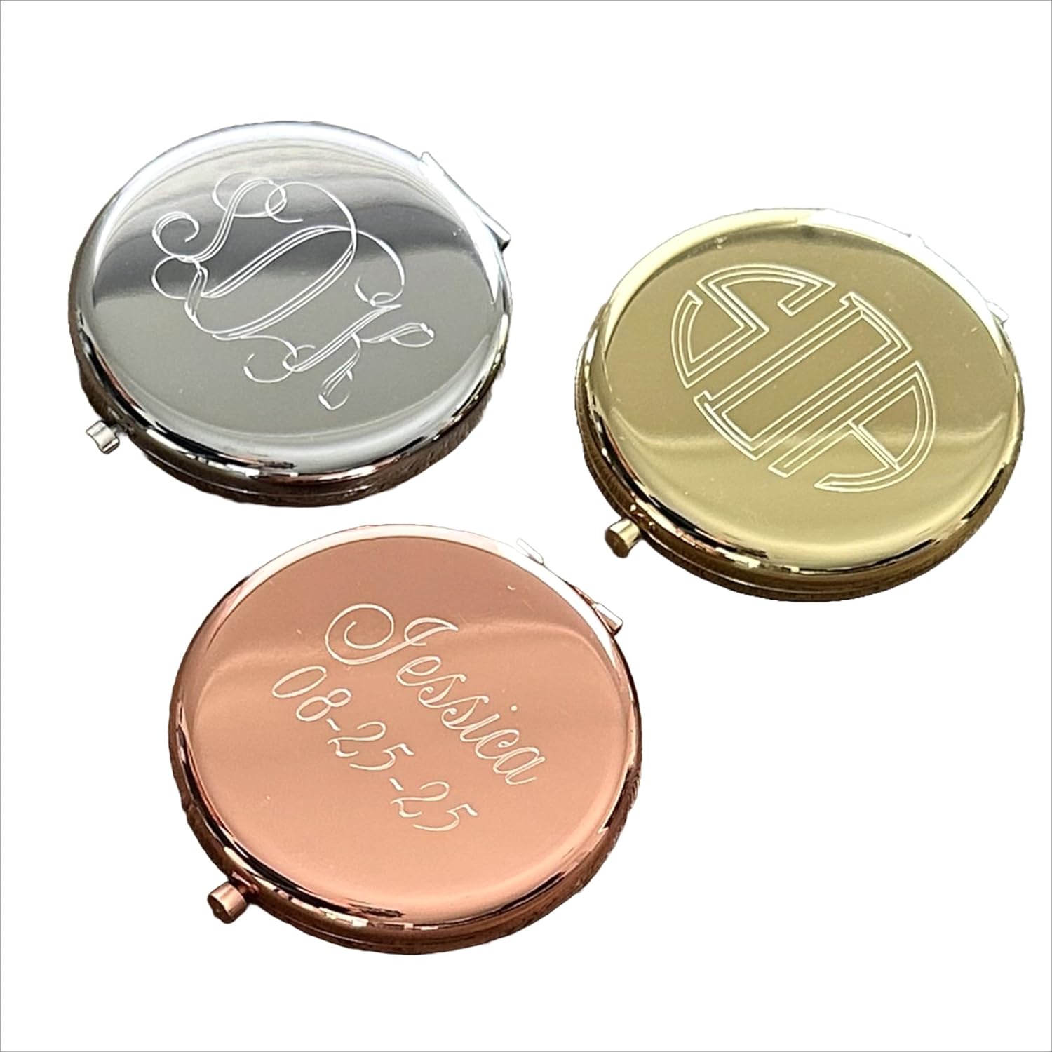 Personalized Stainless Steel Compact Mirror -Custom Engraved Pocket Mirror –Birthday Anniversary