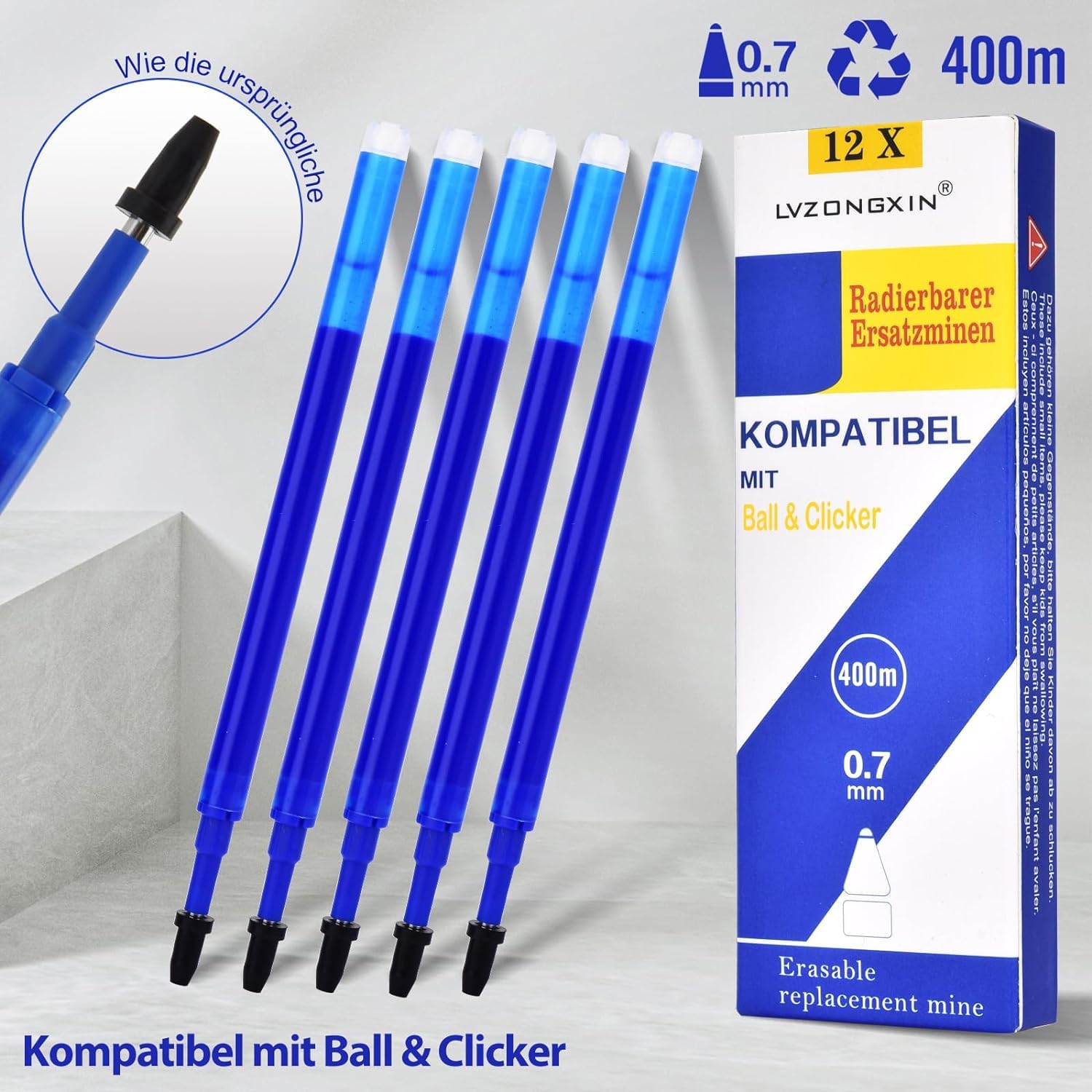 STABILO Gel Exxx Noir Stylo roller effaçable Stylo encre gel rechargeable Stylos