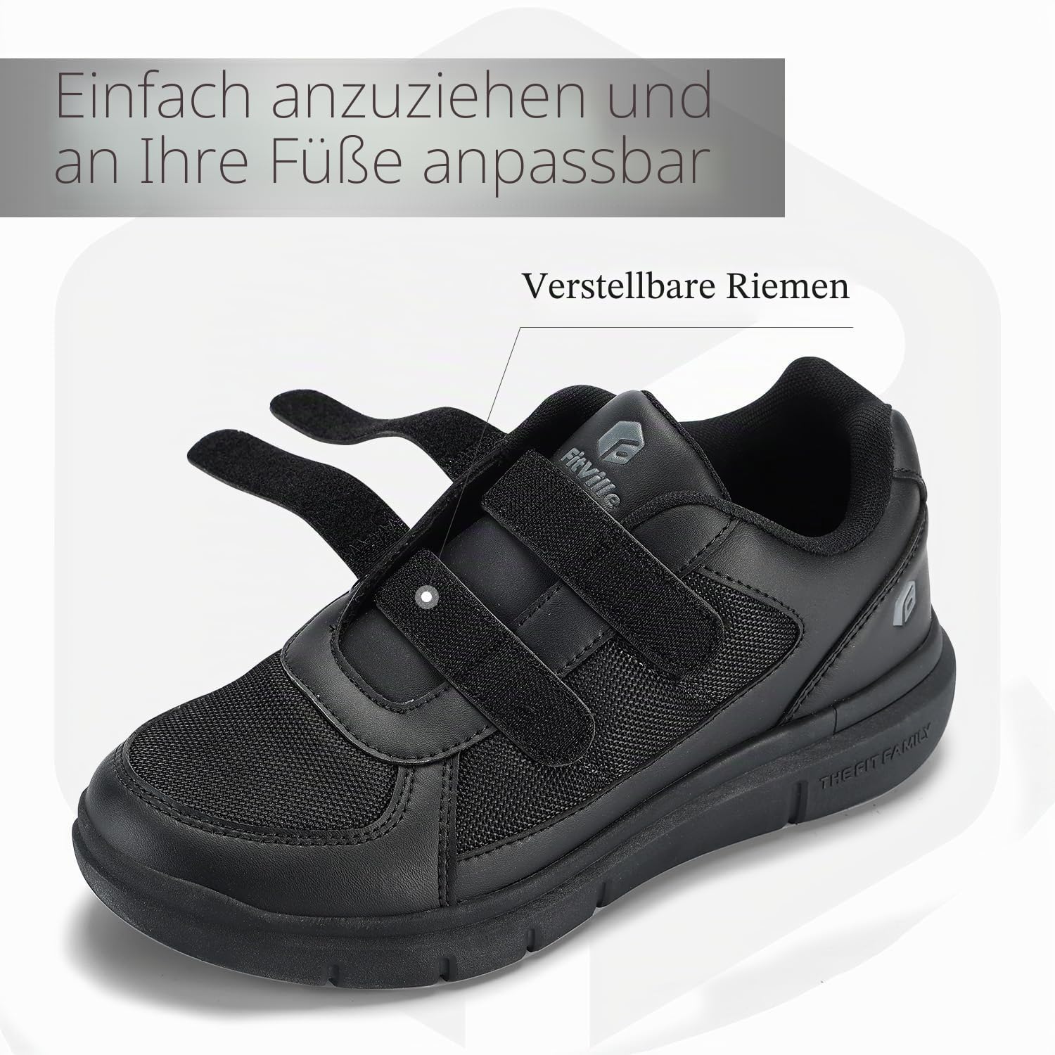 FitVille Herren Easytop Duo Strap Schuhe V3 Extra Weit Turnschuhe Sneaker