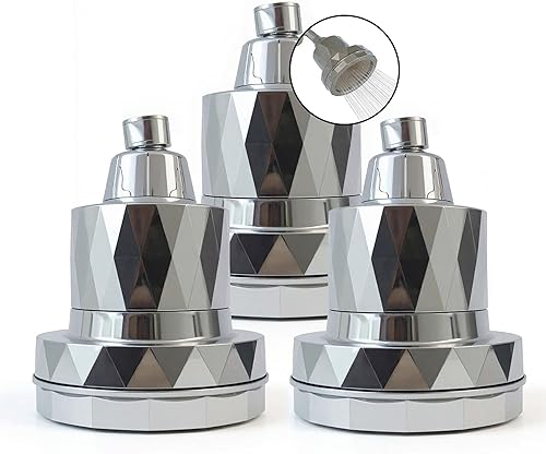 Shower With Internal Filter Kit with 3 High-Pressure Water Softeners for Hard Water Includes Replaceable Filters and Easy-Install Kits Silver My