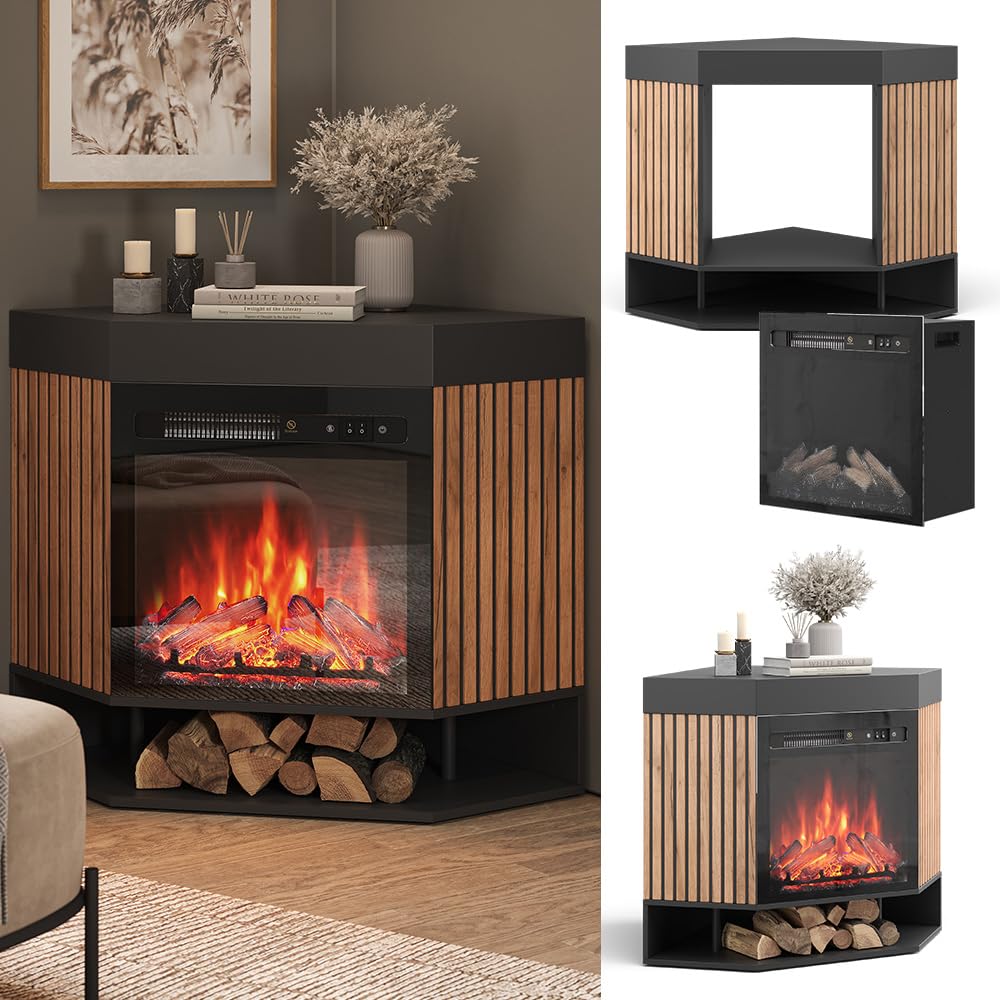 Vicco Chimenea eléctrica Lynea, Negro, 100 cm