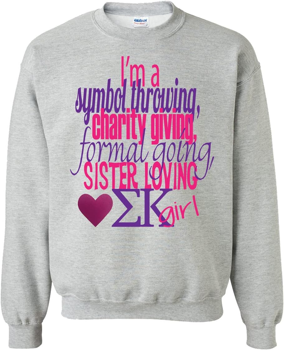 VictoryStore Apparel - Sigma Kappa Girl Crewneck Sweatshirt, Medium, Gray
