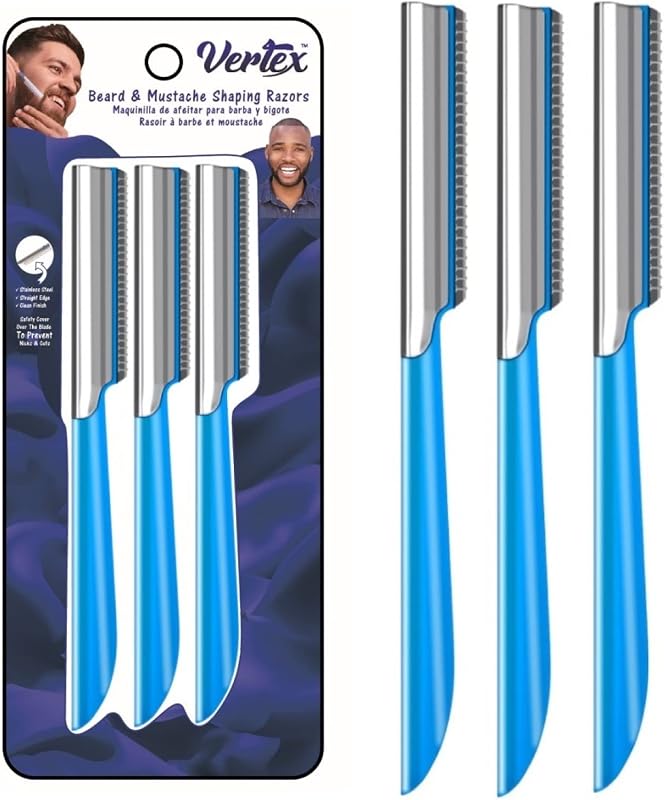 Herramienta de afeitar para dar forma a la barba, bigote, borde recto, maquinillas de afeitar de viaje, acero inoxidable para kit de cuidado de cejas, cuchilla recortadora para hombres, uso en bolsa después de color negro, bálsamo de tinte, lavado con aceite, repuesto, cortadoras desechables