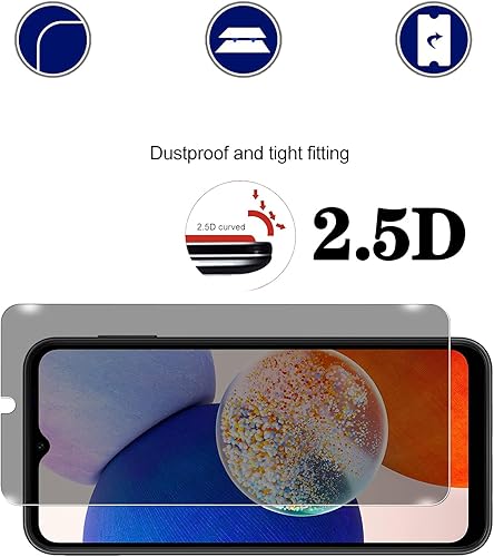Miniatura 4 de KELOLIN Paquete de 2 protectores de pantalla de privacidad para Samsung Galaxy A14 5G, dureza 9H, arañazos, antiespía, protector de pantalla de