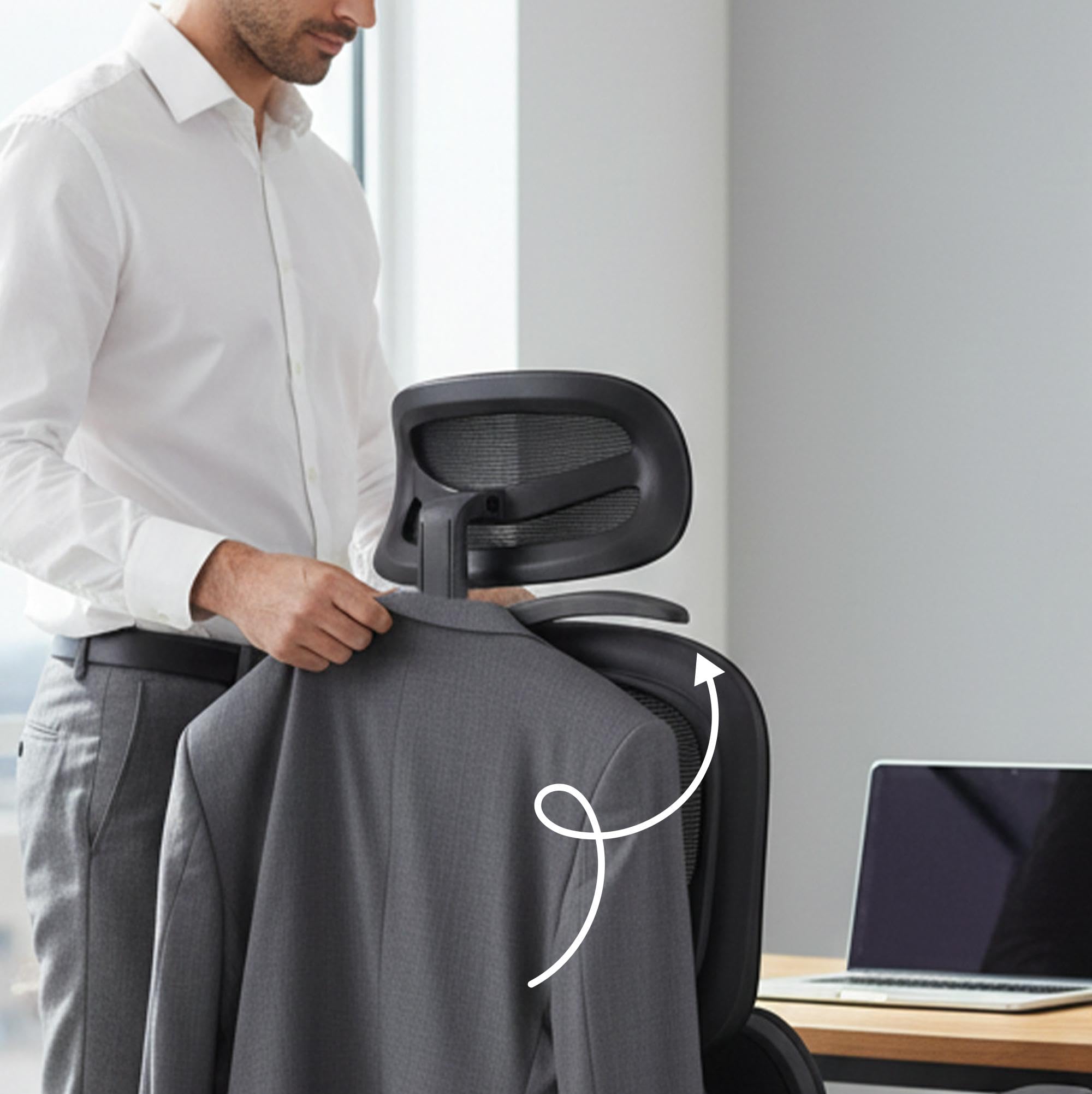 CLP Sedia ergonomica con poggiatesta Lothenda, regolabile in altezza con supporto lombare, braccioli 3D, sedia girevole fino a 150 kg Colore:nero
