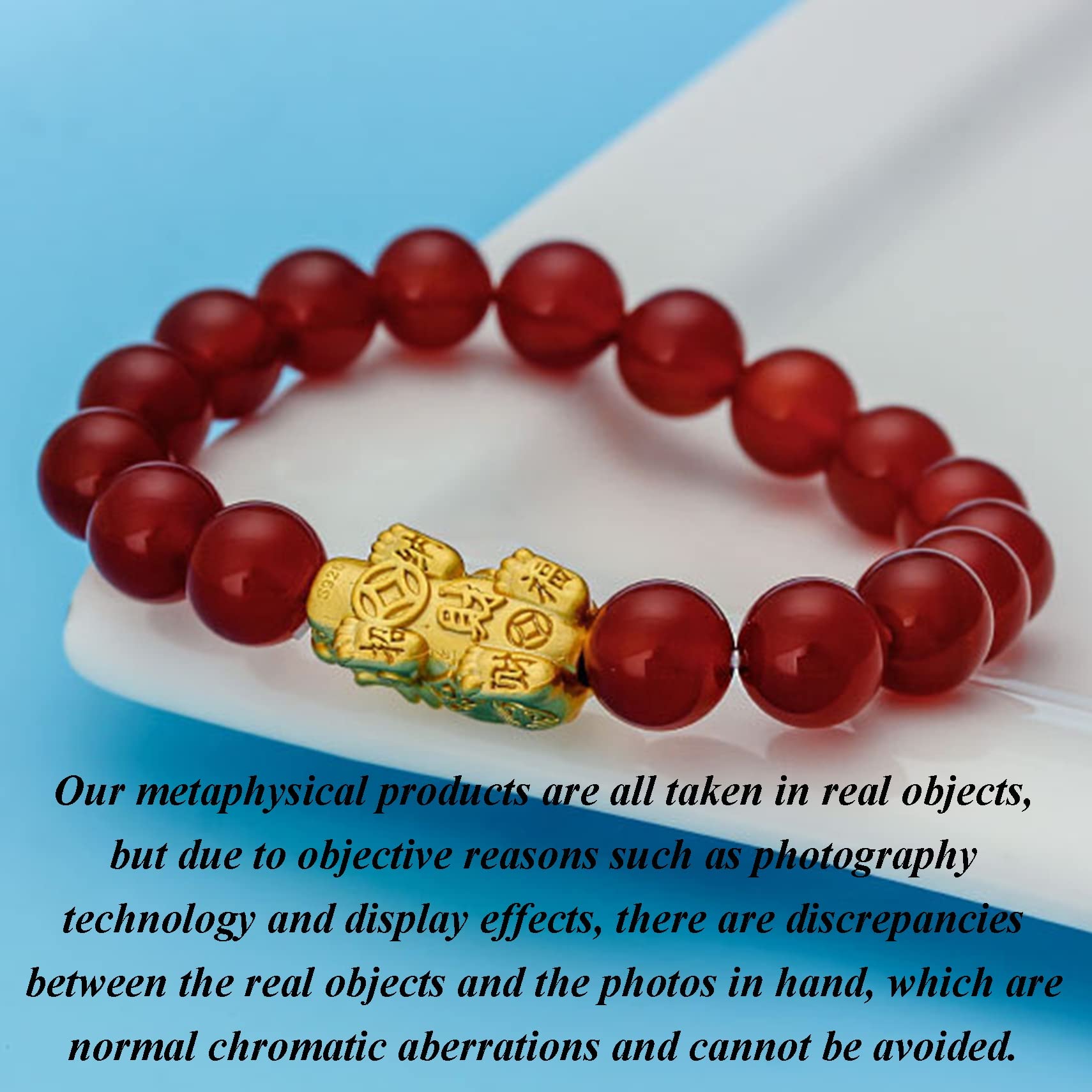 LLXYWJ Pulsera de Piedras Preciosas Naturales, Pulsera de Riqueza para Mujeres y Hombres, Amuleto Piyao Ward, Buena Suerte, Cristal de Reiki, meditación de Cuarzo, Rojo