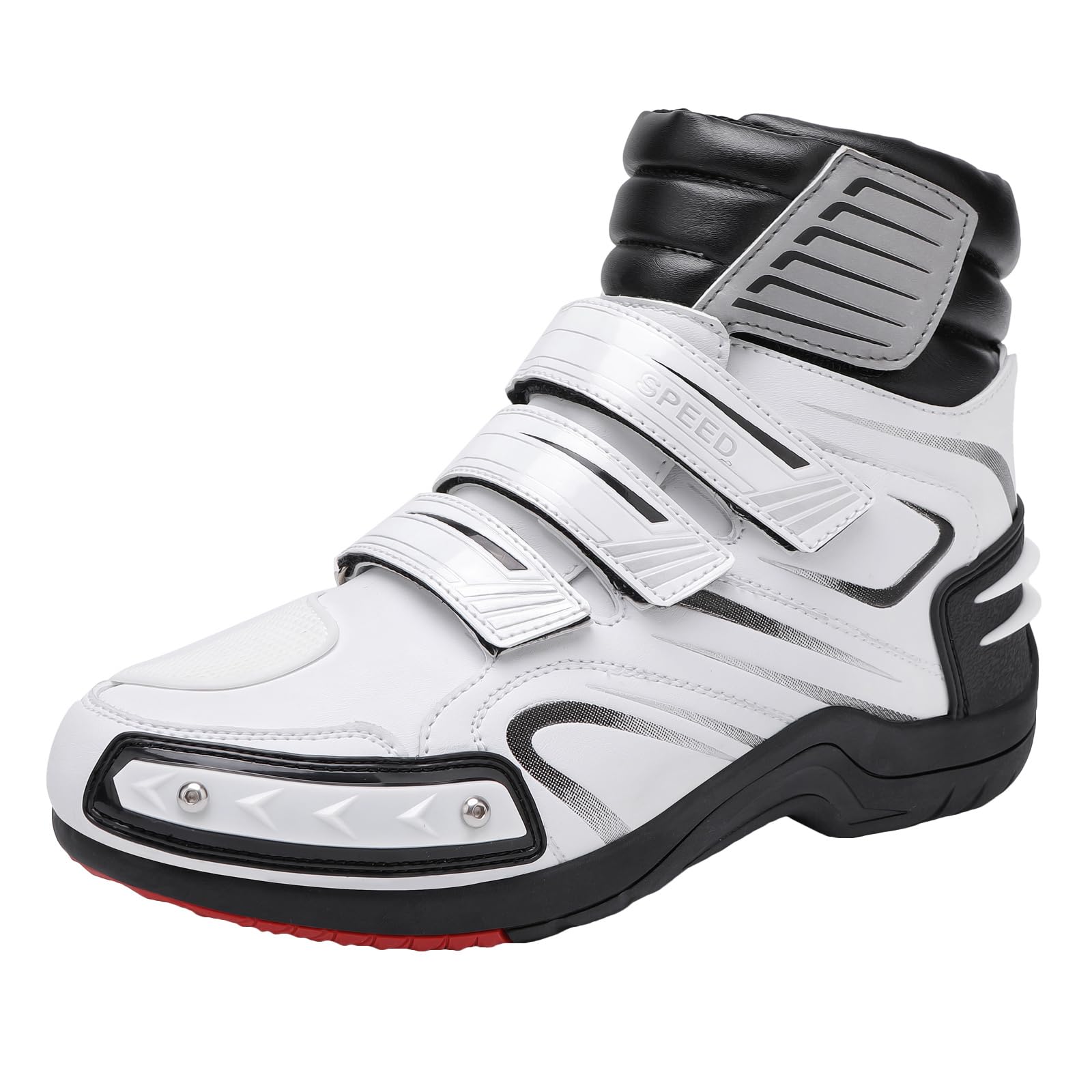 Scarpe da Moto Stivali da Moto da Strada da Uomo Autoadesivi con Supporto per La Caviglia per La Guida in Viaggio