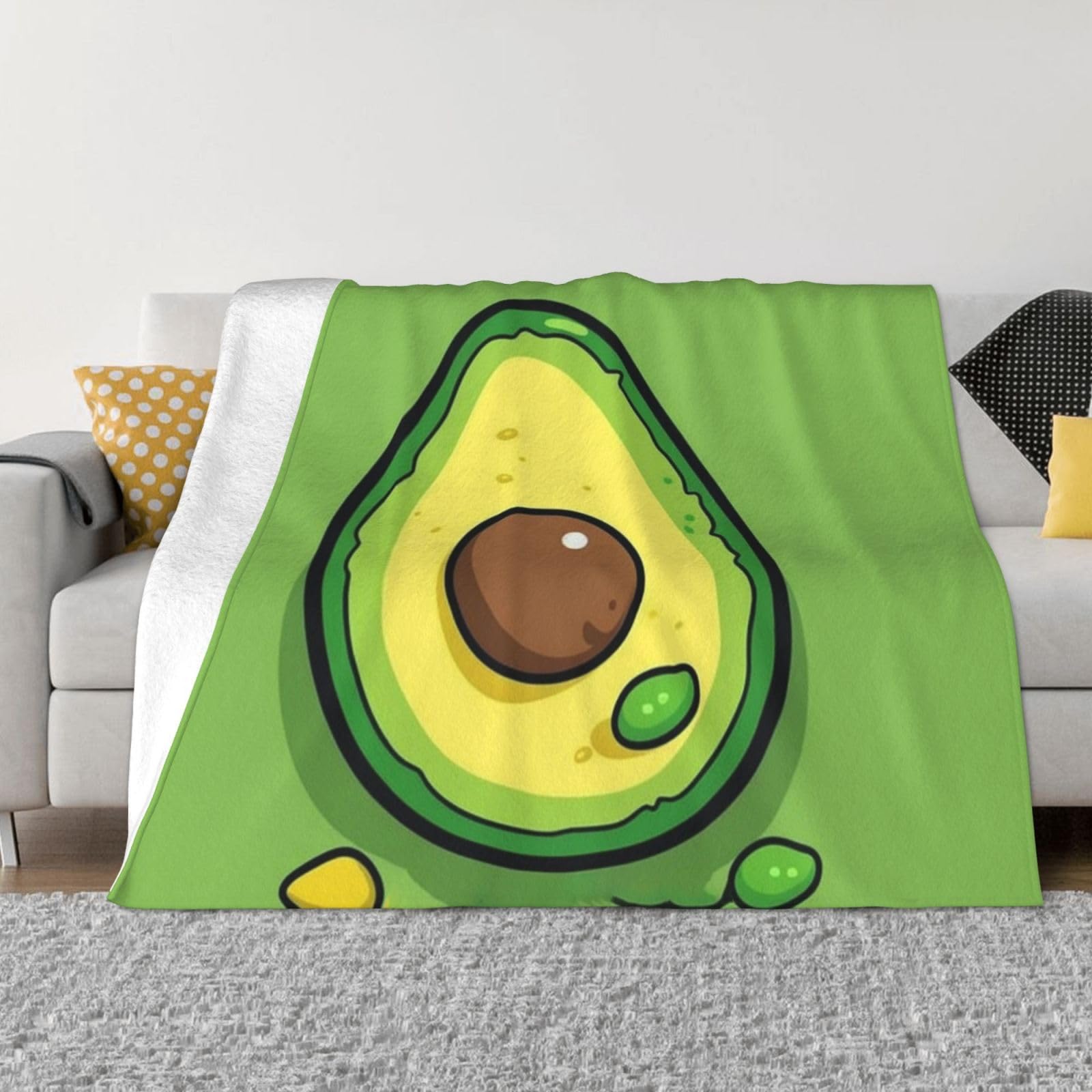 Couverture micro polaire avocat vert 127x101 cm plaid lit et canapé