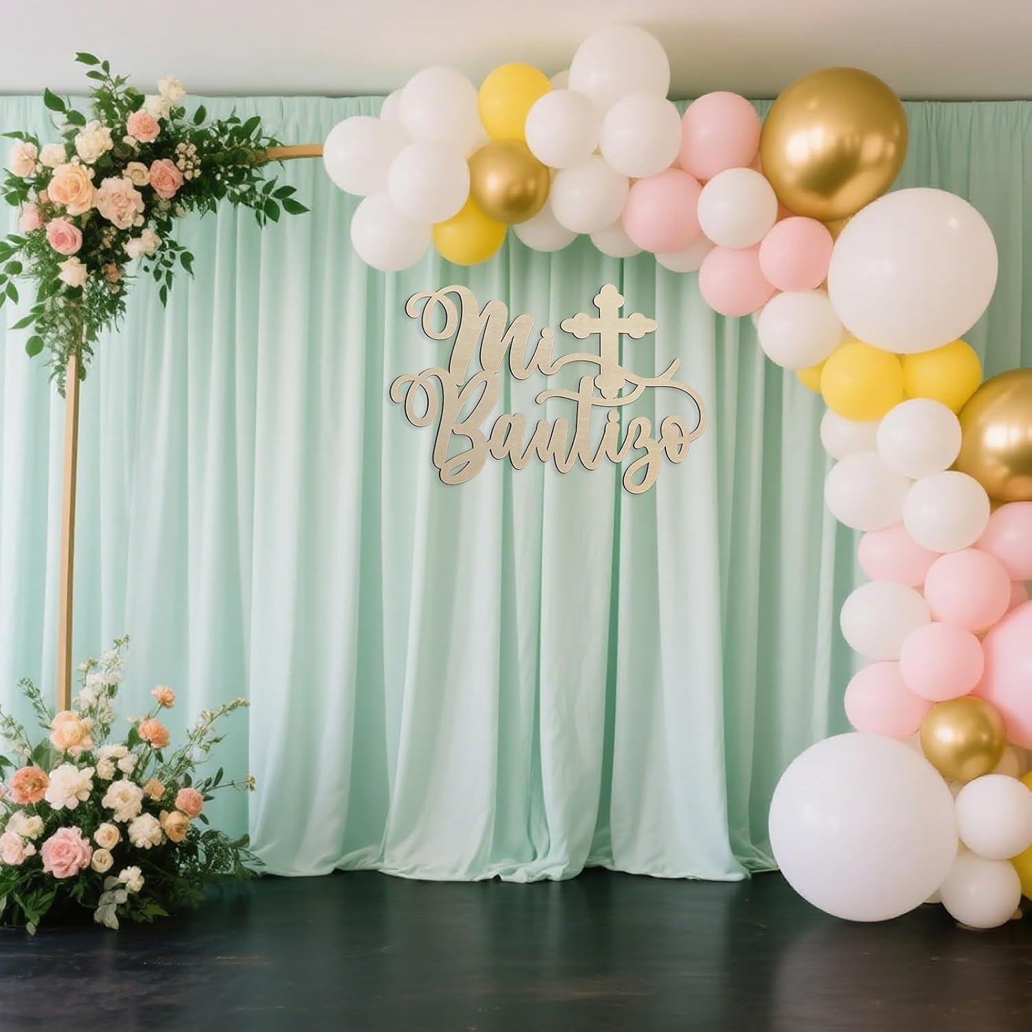 Mi Bautizo Wood Sign – Baptisms and Religious Celebrations Baby Shower Supplies, Wooden Mi Bautizo Hanging Decor for First Communion Party Backdrop (Mi Bautizo Wooden Backdrop)