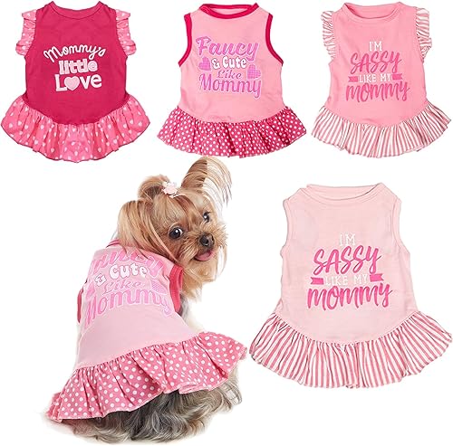 Ropa de perro de 4 piezas para perros pequeños, vestidos para perros medianos y niñas, vestido de cumpleaños para perros gatos, vestido de arnés