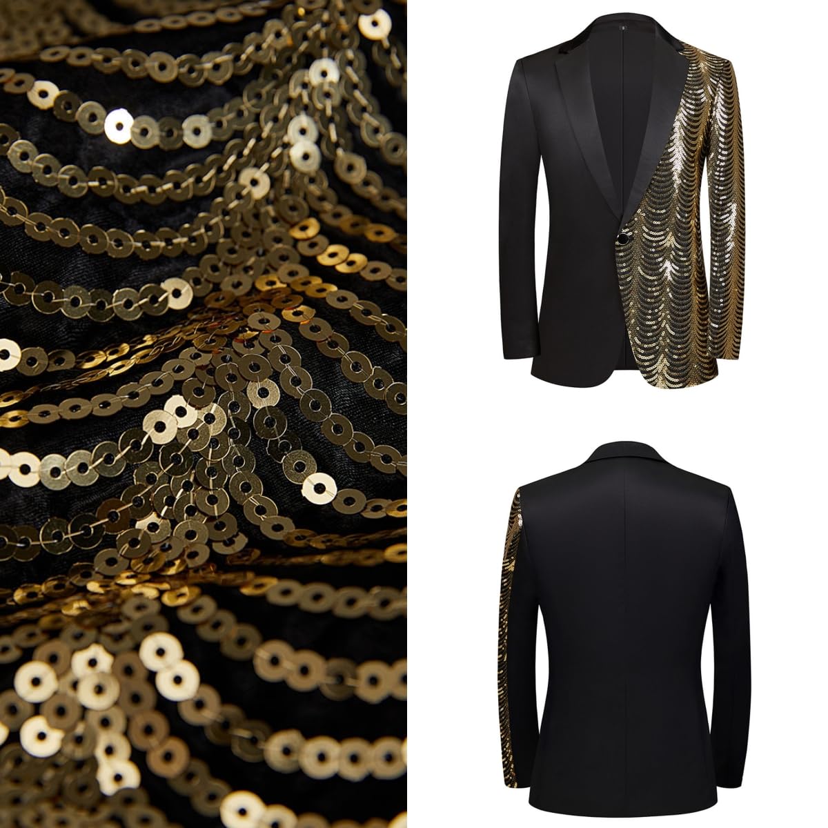 Giacca Blazer Da Uomo con Paillettes Lucide Vestibilità Slim Monopetto Scintillante Giacca Da Smoking Asimmetrica Abbigliamento Formale Da Sera per Feste Matrimoni Banchetti E Balli Di Fine Anno.