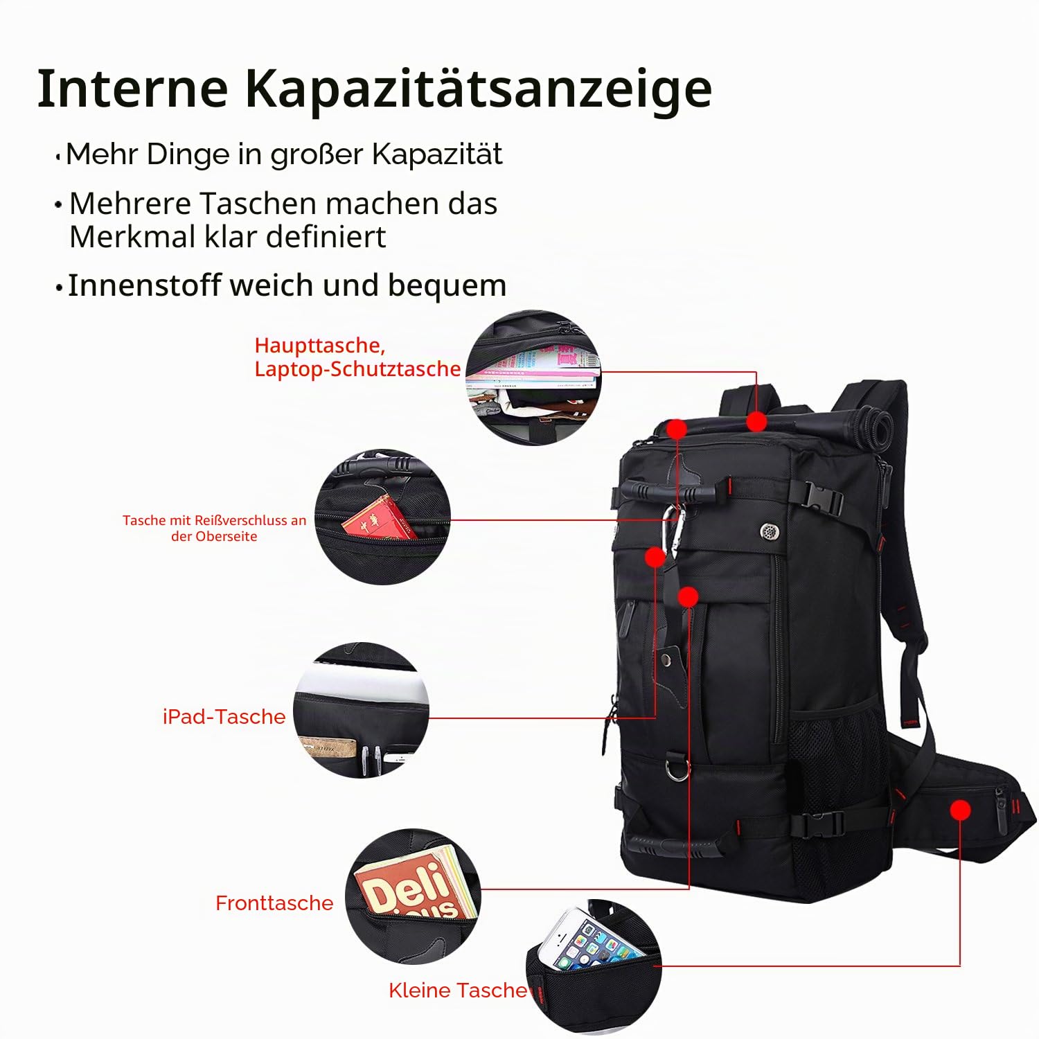 FANDARE Bergsteigen Rucksack Daypacks für 17 Zoll Laptop Wanderrucksäcke Fahrradrucksäcke für Herren Damen Arbeit Reisen Outdoor Camping Hohe Kapazität Wasserdicht Polyester Grün