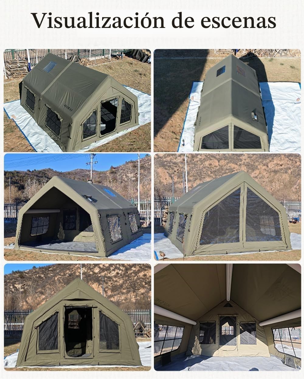 TentHome Tienda de Campaña 4-6 Personas Hinchable, Tienda de Campaña Grande Familiar Montaje Rapido Inflable, Tienda Cocina Camping