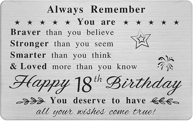 FALOGI Happy 18th Birthday Card - You Are Loved More Than You Know - 18 Year Old Birthday Gifts for Boy Girl, for Him Her, Personalised Engraved Wallet Card