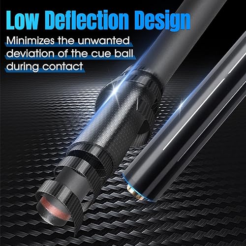 Miniatura 3 de PODAYUDE Little Monster Taco de piscina de fibra de carbono, 3 piezas de palo de piscina, tecnología de baja desviación de billar, punta de 0.508 in