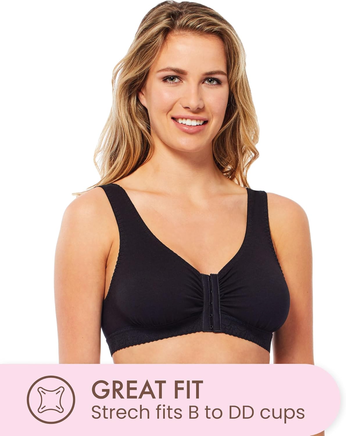 Carole Martin Full-Freedom Front Closure Bra, Perfect Wireless Cotton Sleep Bras for Women - Image 5