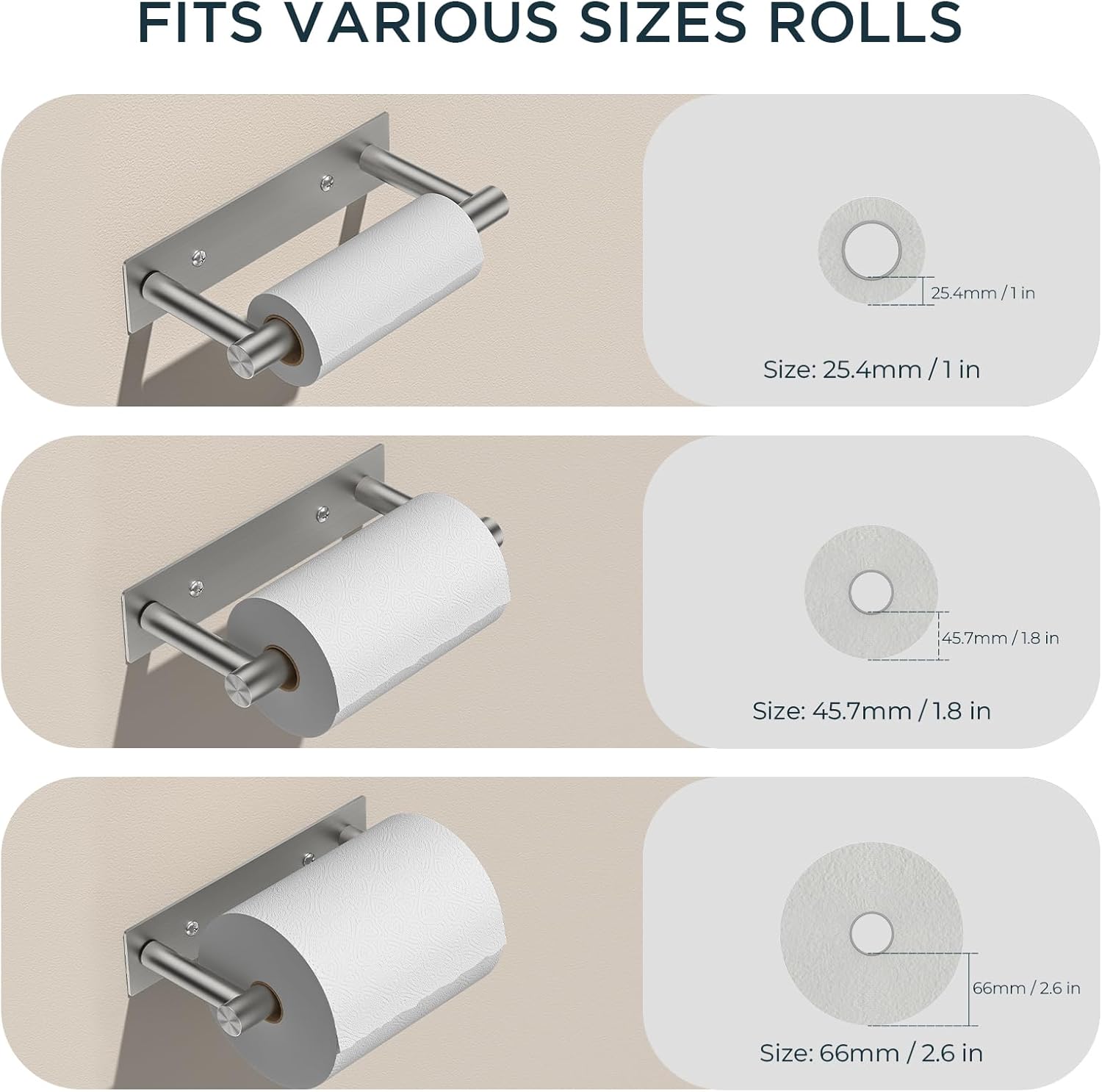 FORIOUS Adhesive Toilet Paper Holder Brushed Nickel, Self Adhesive or Wall Mounted Options, Stainless Steel Rustproof Stick on no Drilling Pivoting Toilet Tissue Roll Holder,2 Pack Stainless Steel