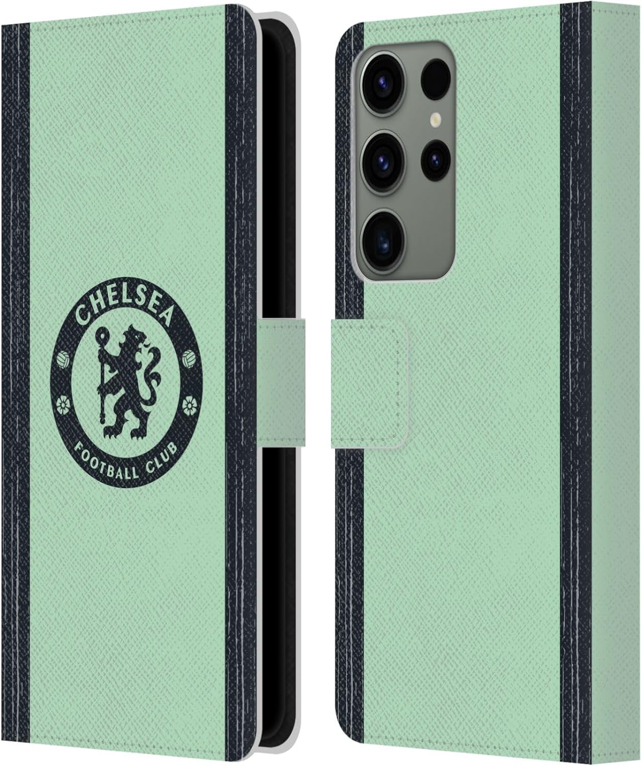 Head Case Designs Officially Licensed Chelsea Football Club Third 2023/24 Kit Leather Flip Case Compatible with Samsung Galaxy S23 Ultra 5G