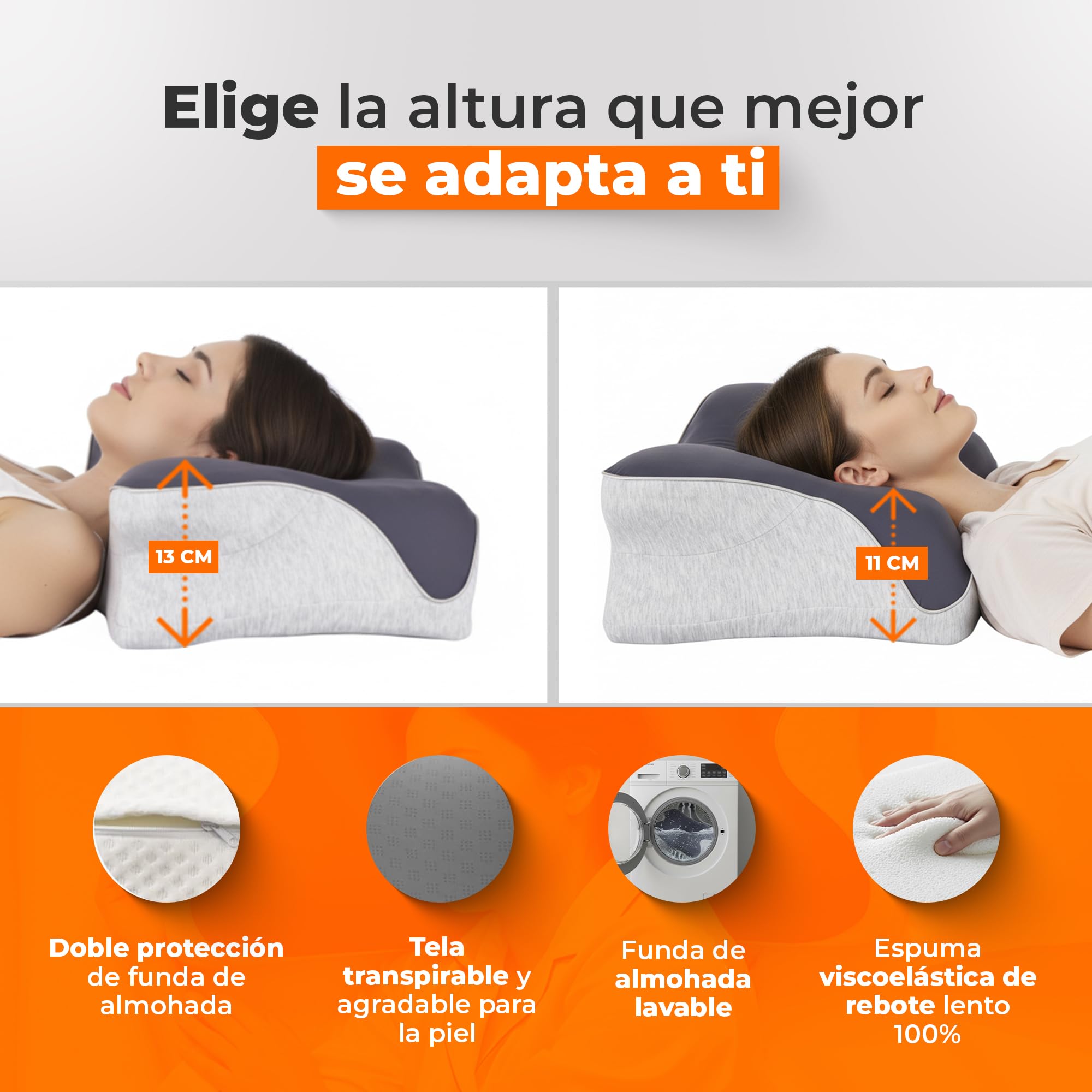 AN-TEAM® Almohada Cervicales y Cuello, Incluye Funda Adicional de Regalo