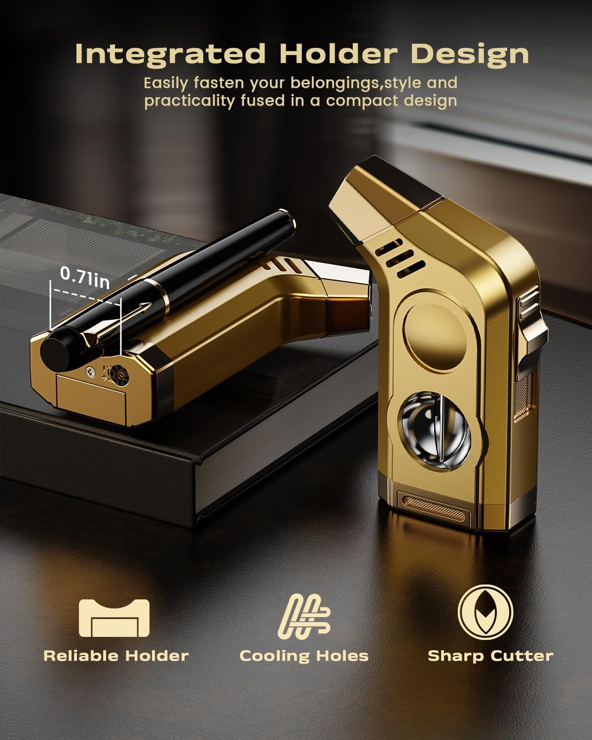 2-Pack Torch Lighters, Torch Lighter with Powerful Jet Flame, Holder, Sharp Tool, Windproof Lighters with Gift Box, Multifunctional Accessories, Refillable Butane Lighter, Lighters for Men, Travel