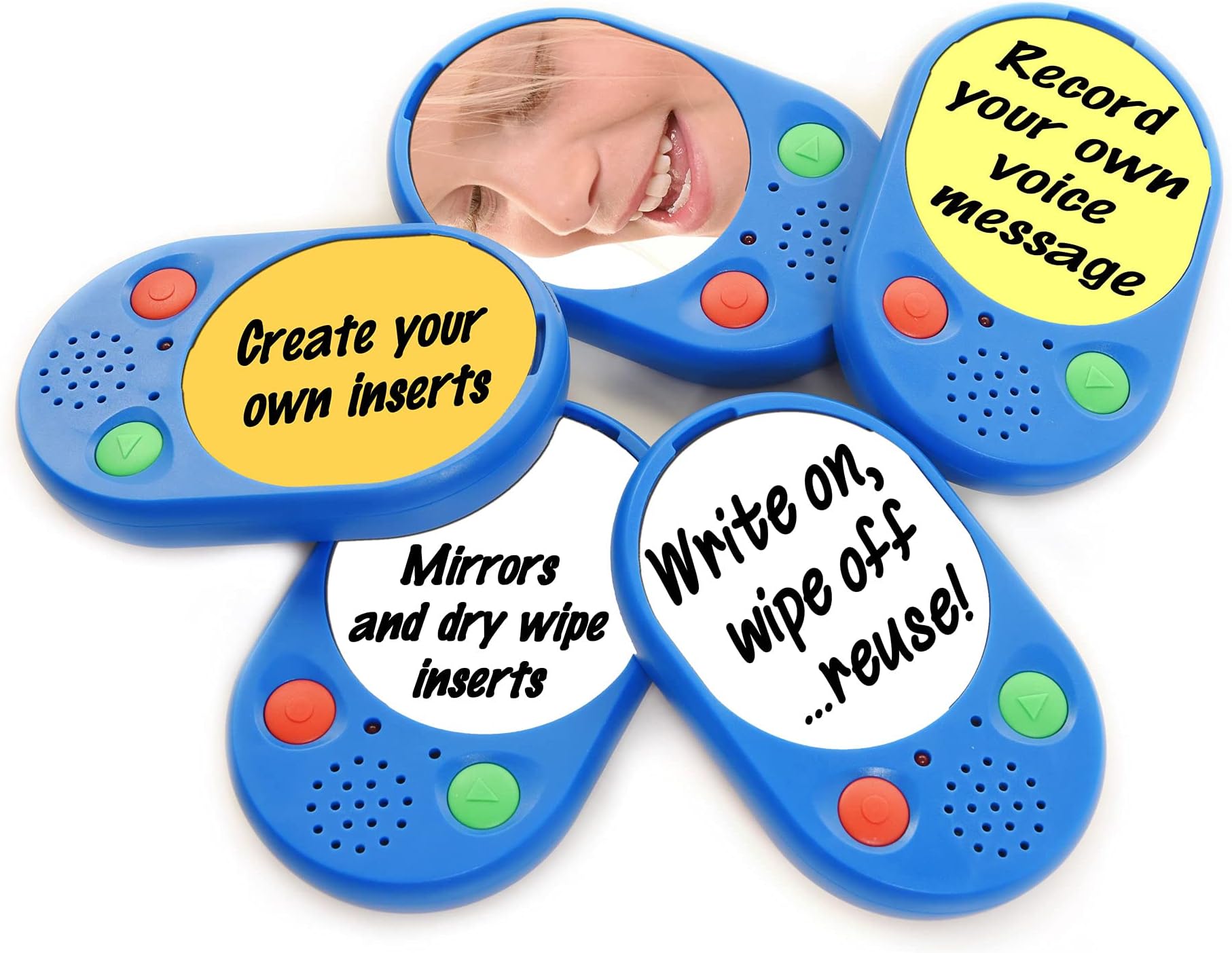 Talking Products, Voice Pads, Voice Recorders, 40 Seconds Recording, Pack of 5, Ideal Educational Resource for Speaking & Listening Activities and Independent Living Aids