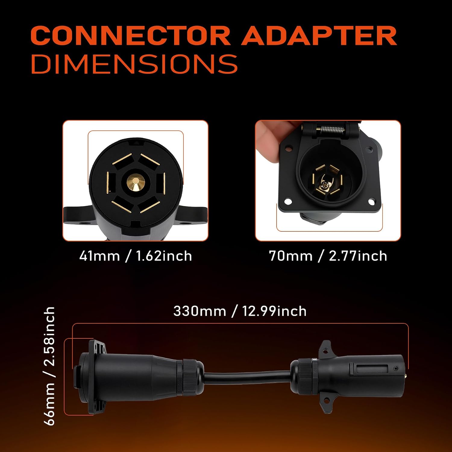 FR87PR 7 Way Vehicle Power Adapter Compatible with Furrion Vision S RV Observation Camera Systems 7-pin Trailer Plug Connector with Power Switch Supply Replace 2021132201 F2BC004XXBK