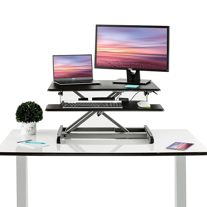 Buy Seville Classics Airlift Height Adjustable Sit Desk Converter