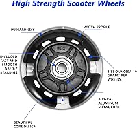Vista 6 de Ruedas de repuesto para scooter, rueda de flash LED de 3.150 in, mini ruedas de patinaje para microscooter, luces traseras ABEC-7 de 3.150 in