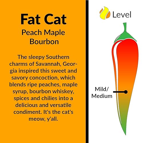 Miniatura 3 de Fat Cat Gourmet  Melocotón arce bourbon natural salsa picante y esmalte  sabor dulce y salado  Sin gluten vegano y aceptable para keto  Suavemediano