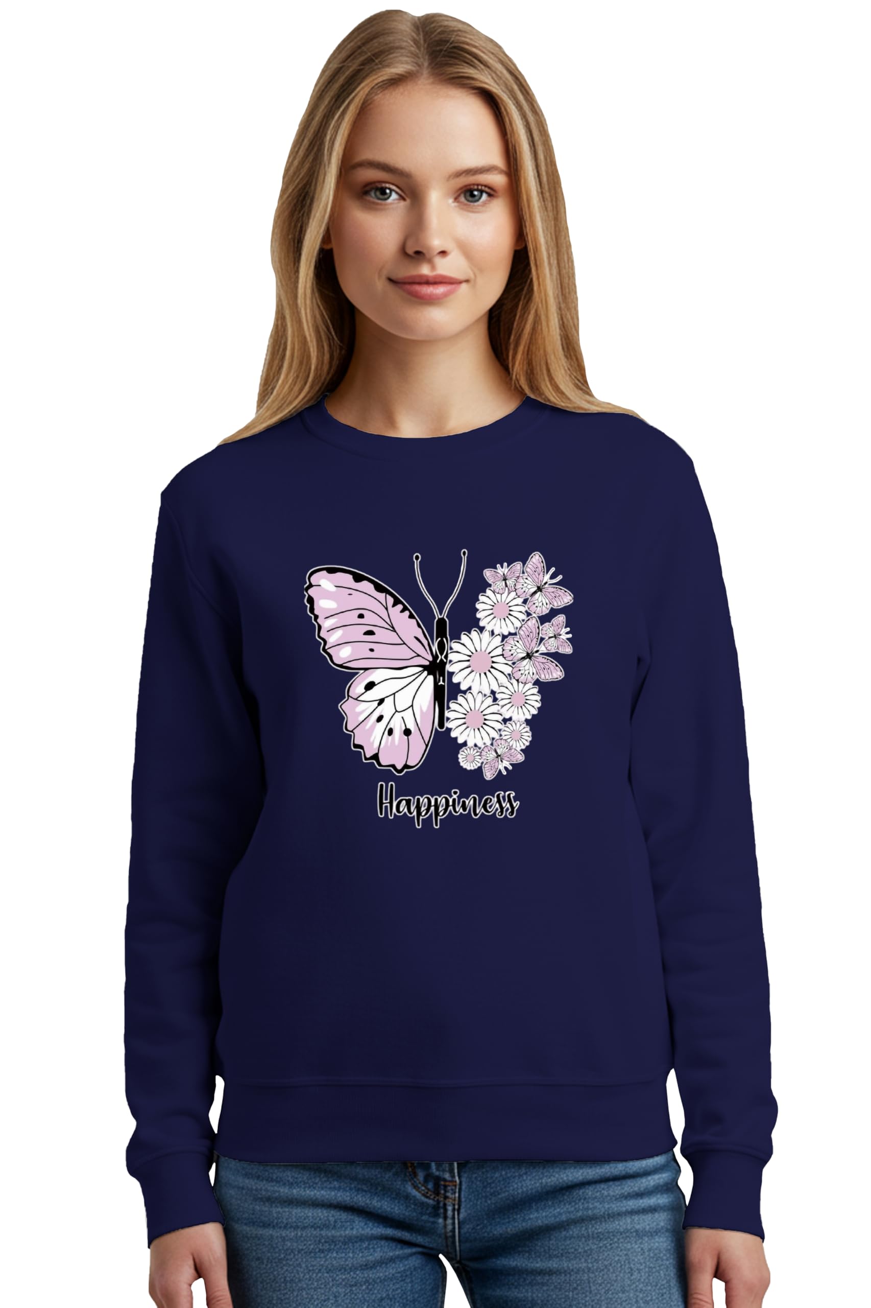 buy that trendz Sweatshirts for Women Happiness Printed Cotton Blend Long Sleeve Round Neck Regular Fit Casual Gen Z Winter Sweatshirt-picture-21