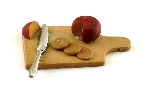 Tabla de cortar en miniatura para casa de muñecas con queso