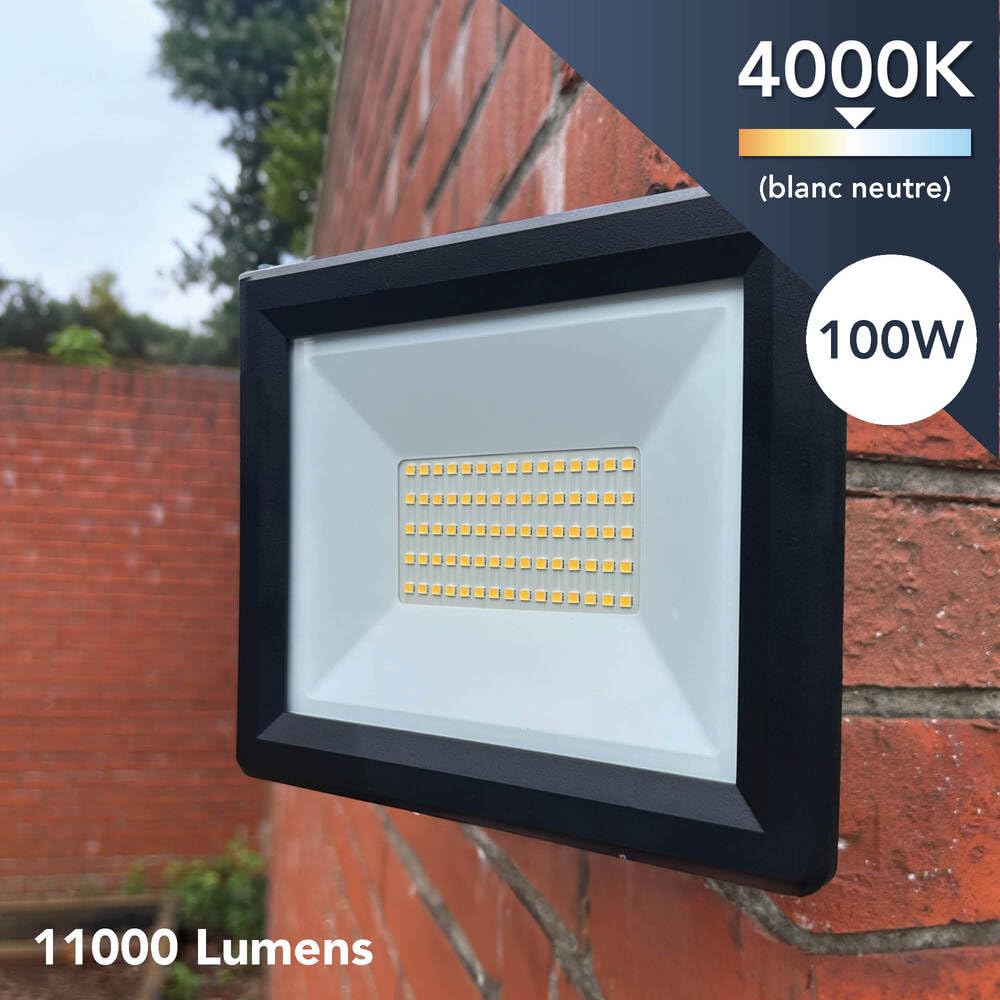 TIBELEC, Projecteur LED 100W / 9220 Lumens, Indice de Protection IP65, Pour l'Eclairage Extérieur, Avec Connecteur Rapide Intégré, Solution d'éclairage extérieur efficace, Blanc