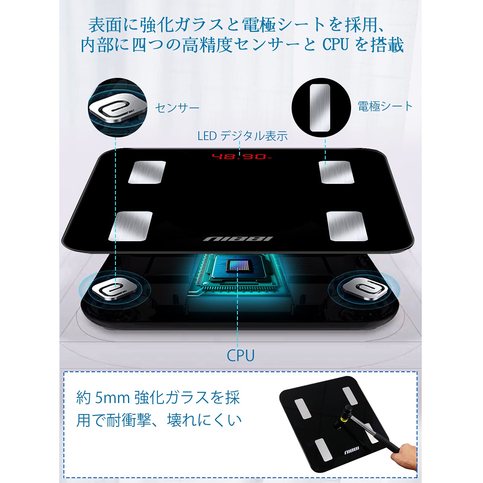 Amazon.co.jp: 体重計 体組成計 23種類の健康項目測定可能 Bluetooth