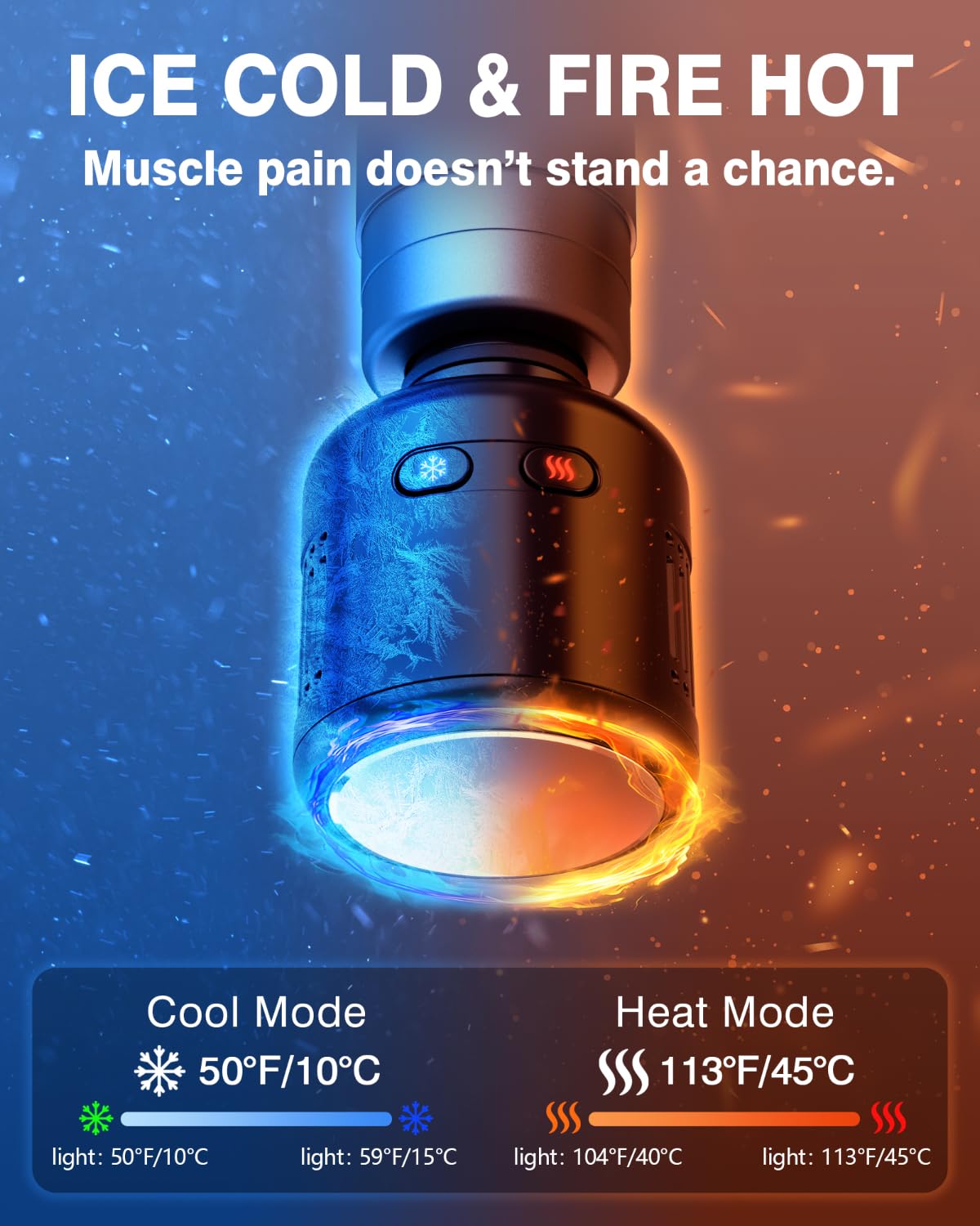 cotsoco Mini Pistolet de Massage Musculaire avec Thérapie Chaud & Froid, Massage à Percussion Profond, en Métal, 5 Têtes de Massage, avec Mallette de Transport, Puissant pour Douleurs et Récupération