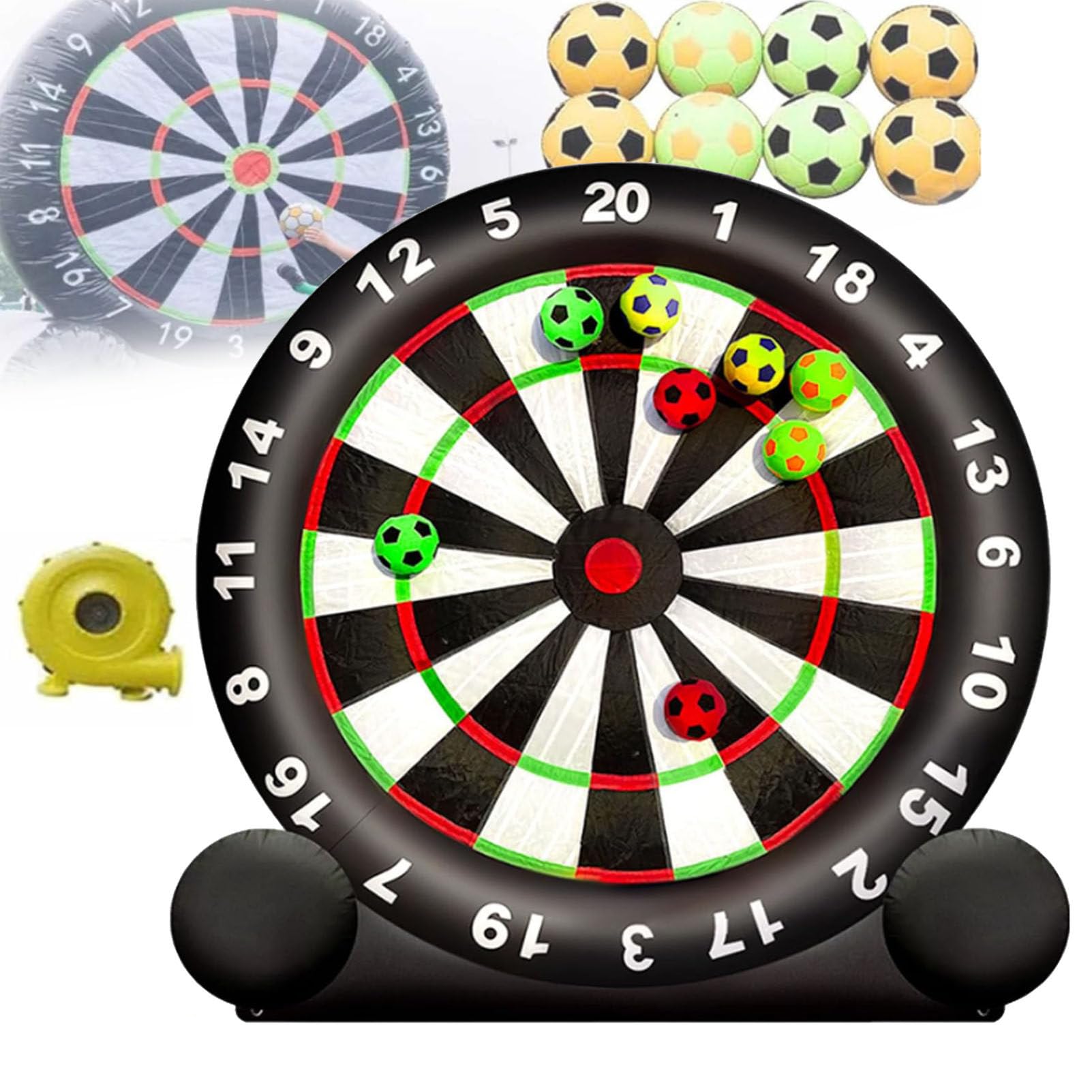 Oiyekntd Inflatable Soccer Darts Board with Blower and 8pcs Inflatable Balls for Outdoor Sports Game, Giant Soccer Ball Inflatable Dart Game, Yard Inflatable Football/Soccer Dart Board B-4M/13FT