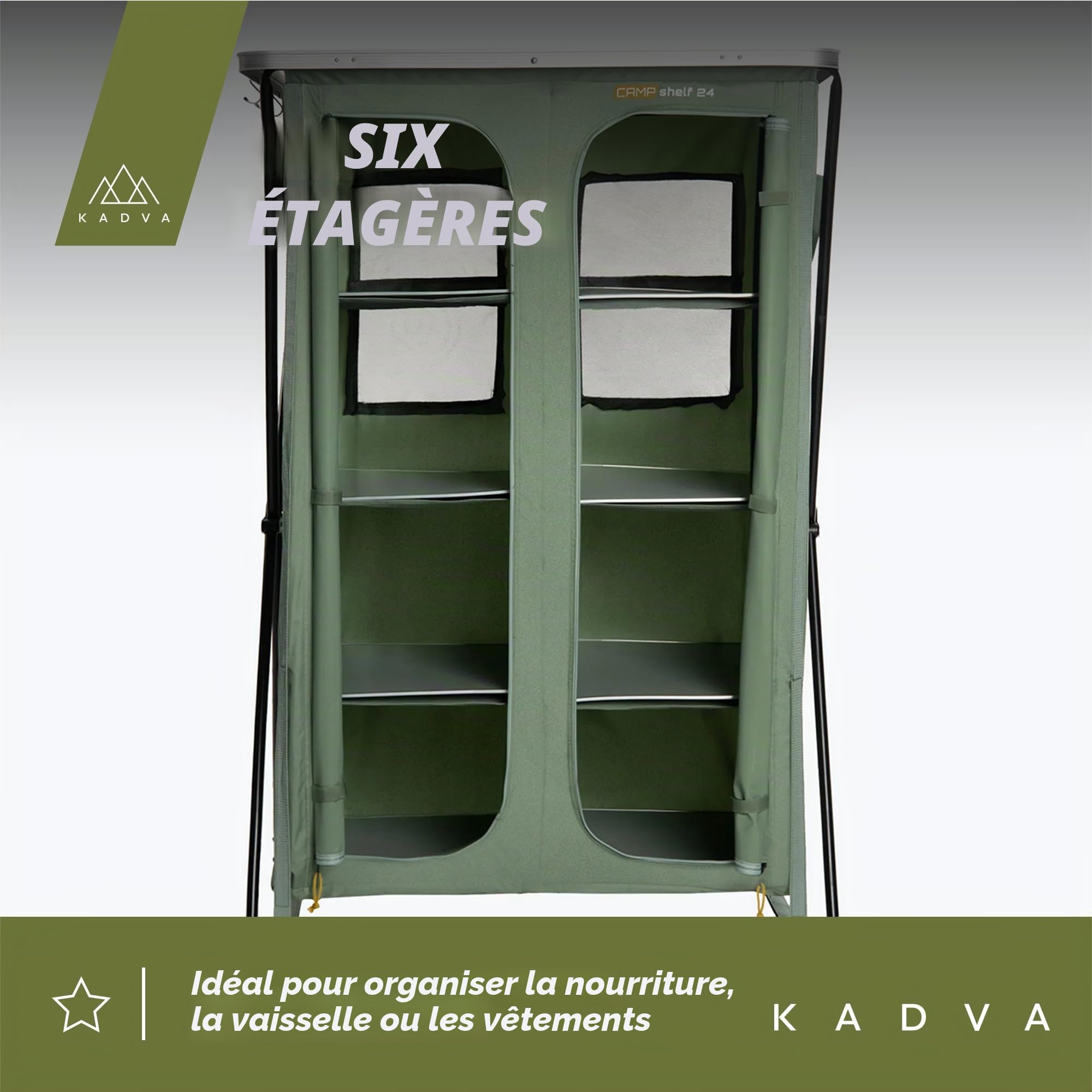 KADVA Nego CampShelf Mixte, Vert, 66,5 x 90 x 139 cm