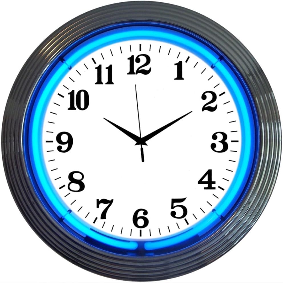 Chrome Blue Standard Neon Clock
