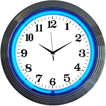 Chrome Blue Standard Neon Clock