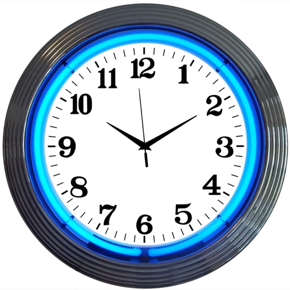 Amazon.com: Chrome Blue Standard Neon Clock : Home & Kitchen
