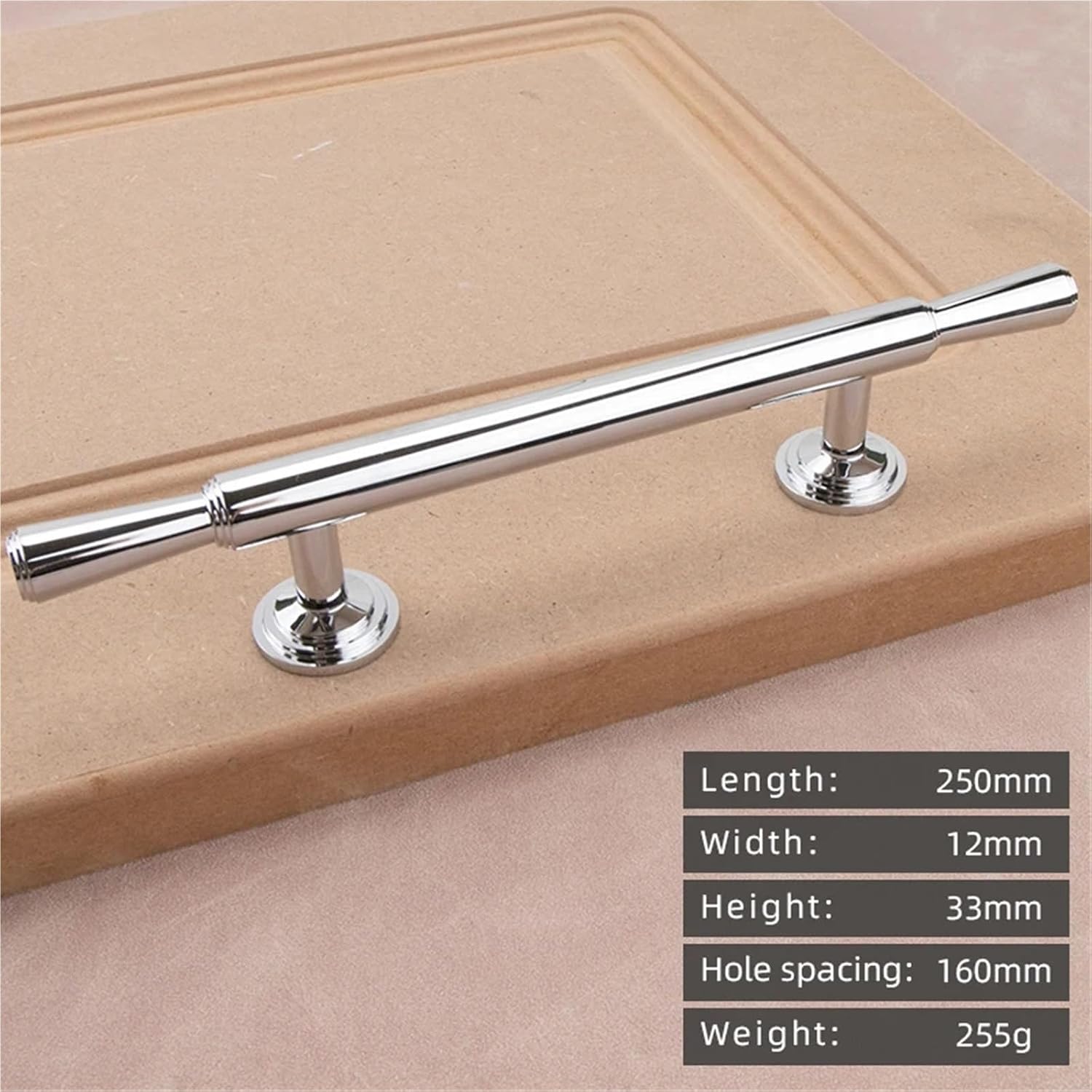 Solid Brass Chromium Silver Handle Kitchen Cabinet Simple Drawer Long 1Pcs(23-250mm-160)