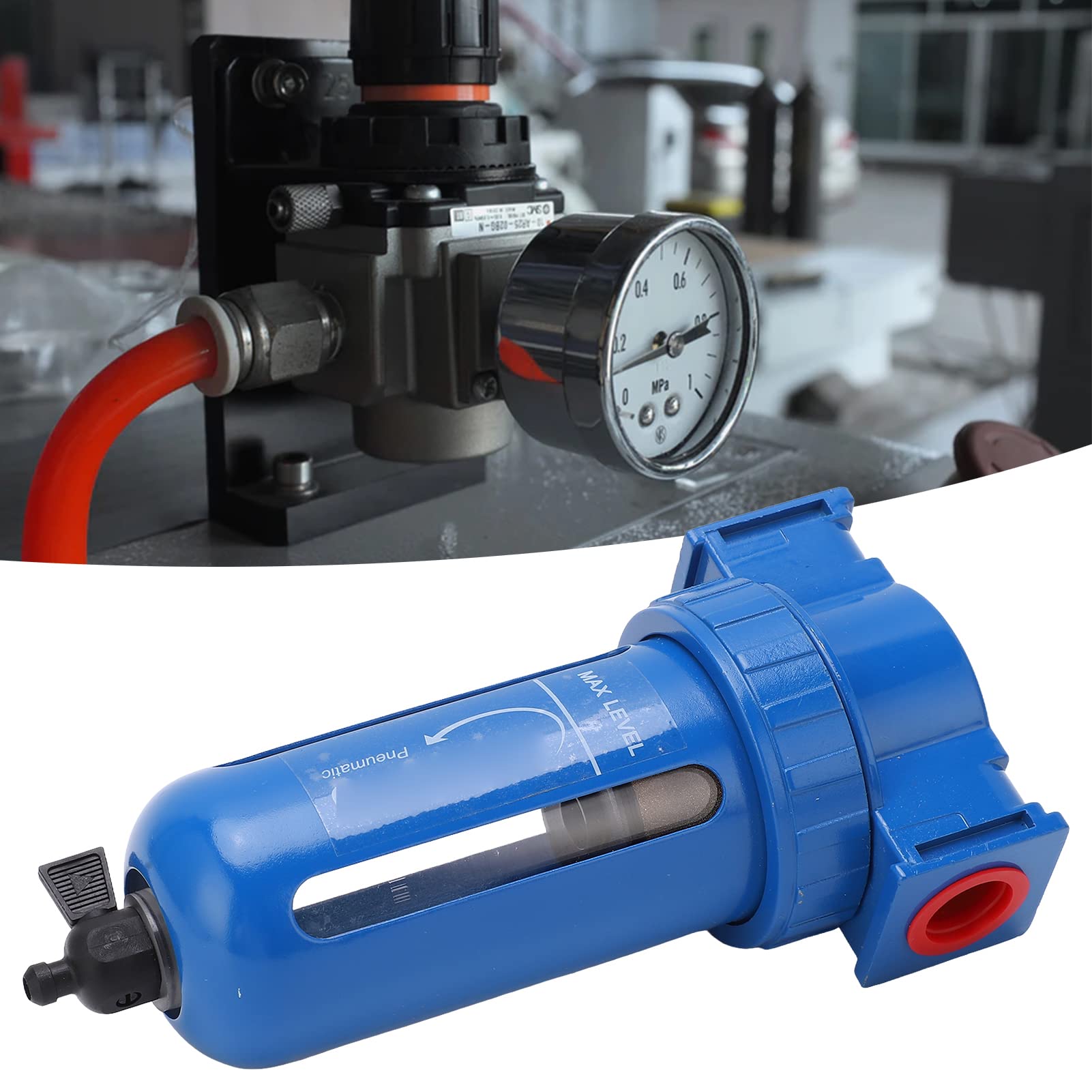Filtro de aire comprimido, Filtro de compresor de aire de acero inoxidable de aleación de zinc, Separador de agua de compresor de aire de 0 a 145 Psi, Filtro de aire de (1/2NPT)