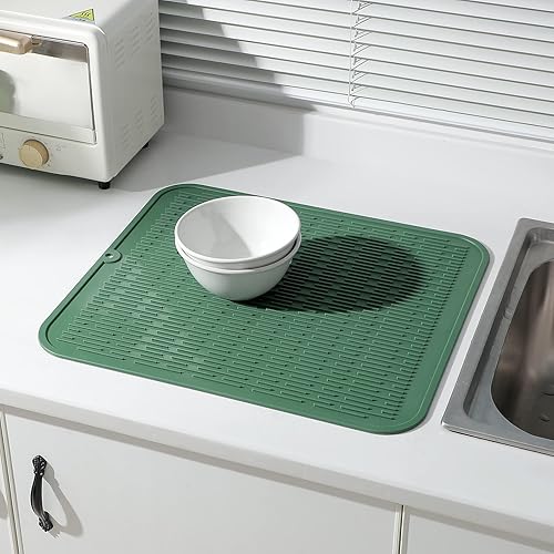 Miniatura 662 de Tapete de silicona para secado de platos para múltiples usos, fácil de limpiar, ecológico, resistente al calor, tapete de silicona para encimera